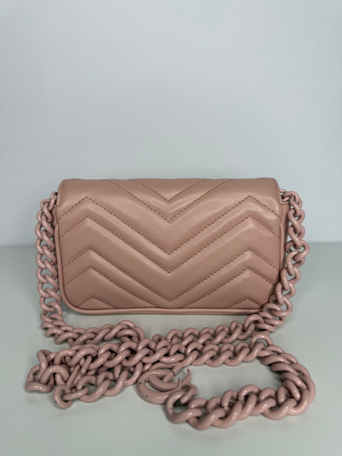 Gucci Calfskin Matelasse Monochrome GG Marmont Chain Bag Baby Pink