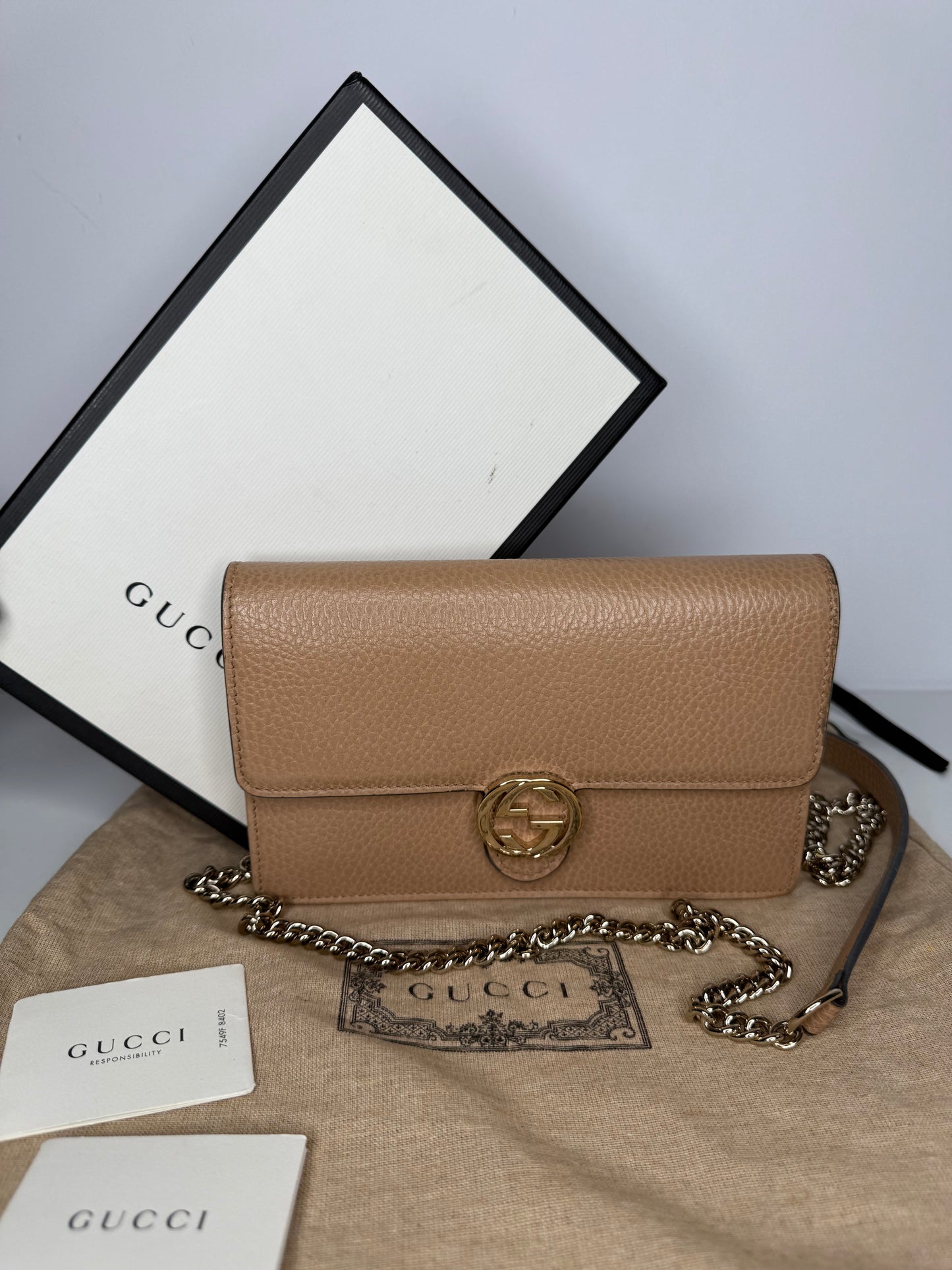 Gucci Dollar Calfskin Interlocking G Chain Wallet