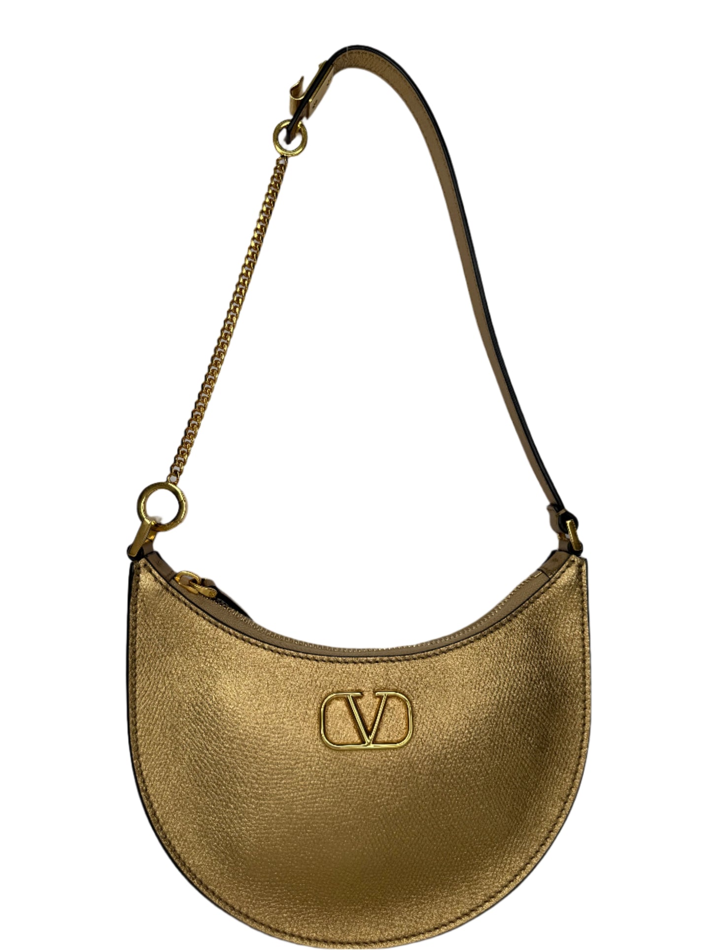 Valentino Garavani Vlogo Signature Mini Hobo Bag In Laminated Grainy Calfskin