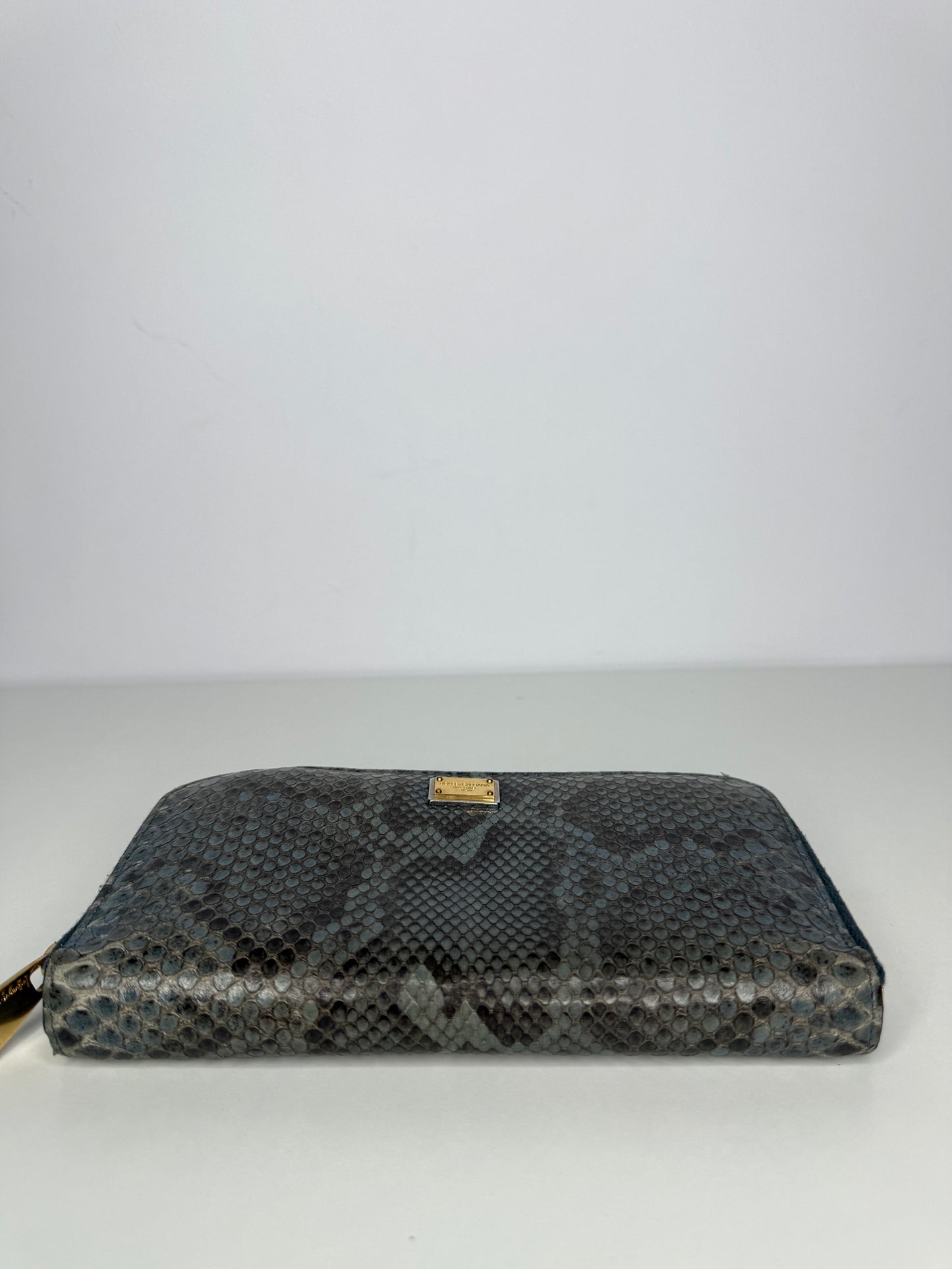 Dolce Gabbana Python Leather Zip Around Wallet