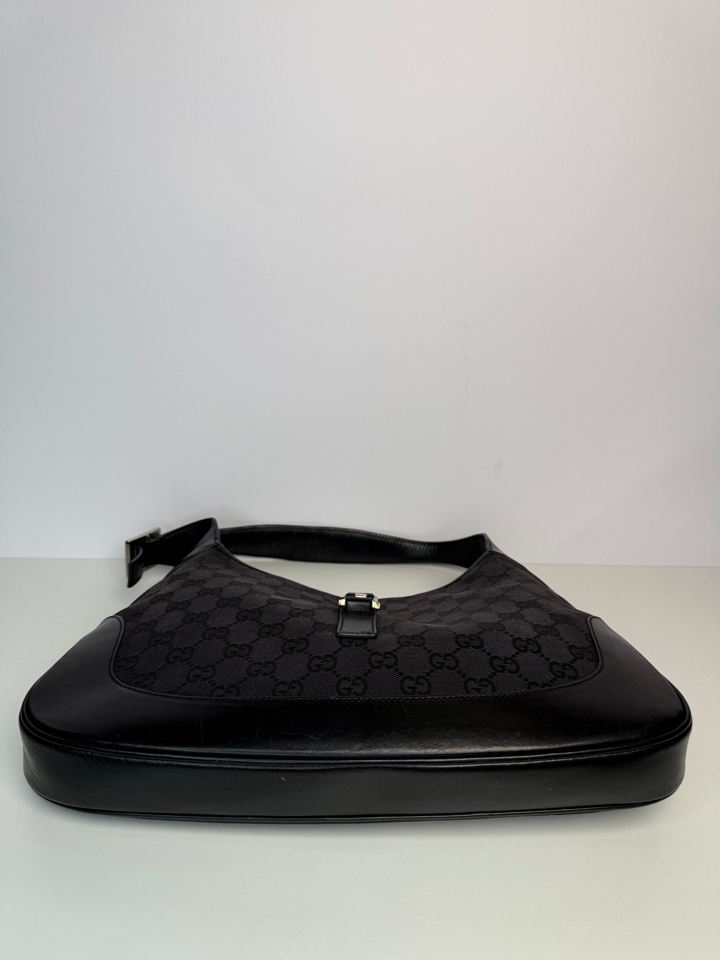 Gucci Black GG Canvas and Leather Small Jackie Shoulder Bag