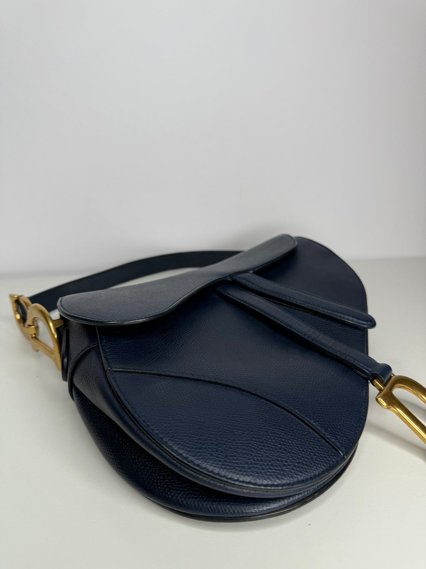 Dior Saddle Bag Deep Ocean Blue Grained Calfskin