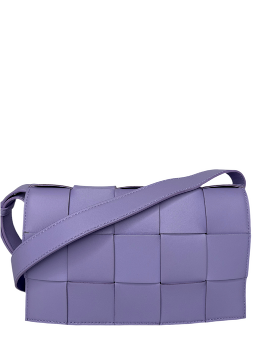 Bottega Veneta Lambskin Intreccio Cassette Crossbody Bag Wisteria