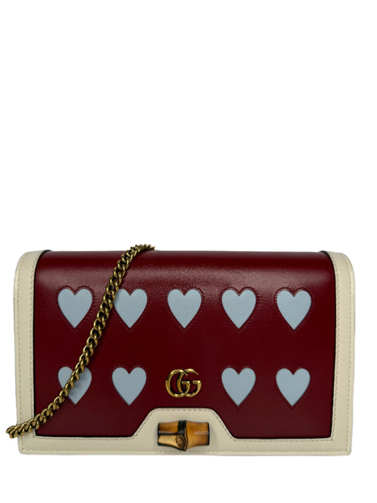 Gucci Lovelight Mini Diana Bamboo White/Bordeaux Chain Bag