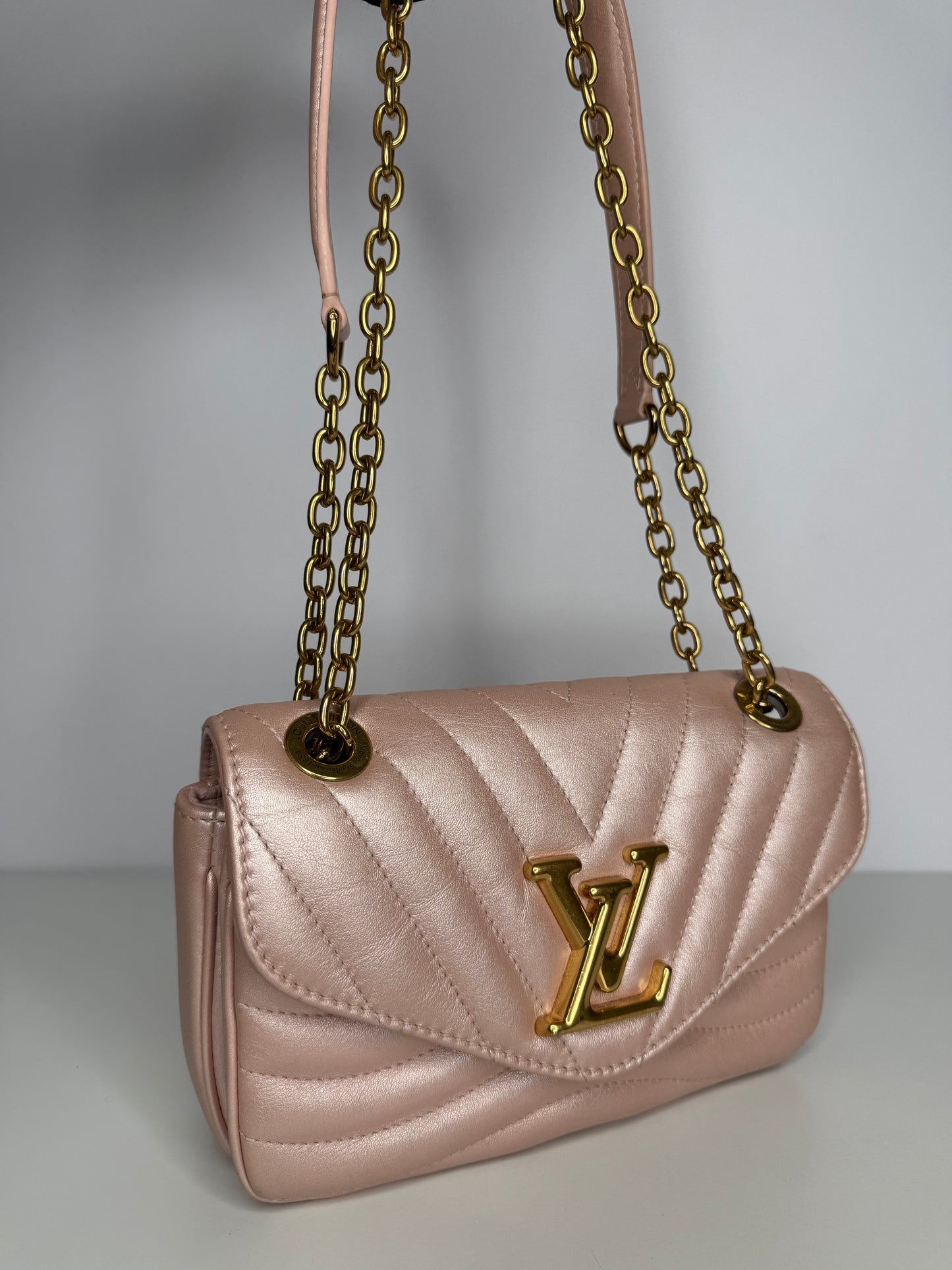 Louis Vuitton Metallic Pink Leather New Wave PM Chain Bag