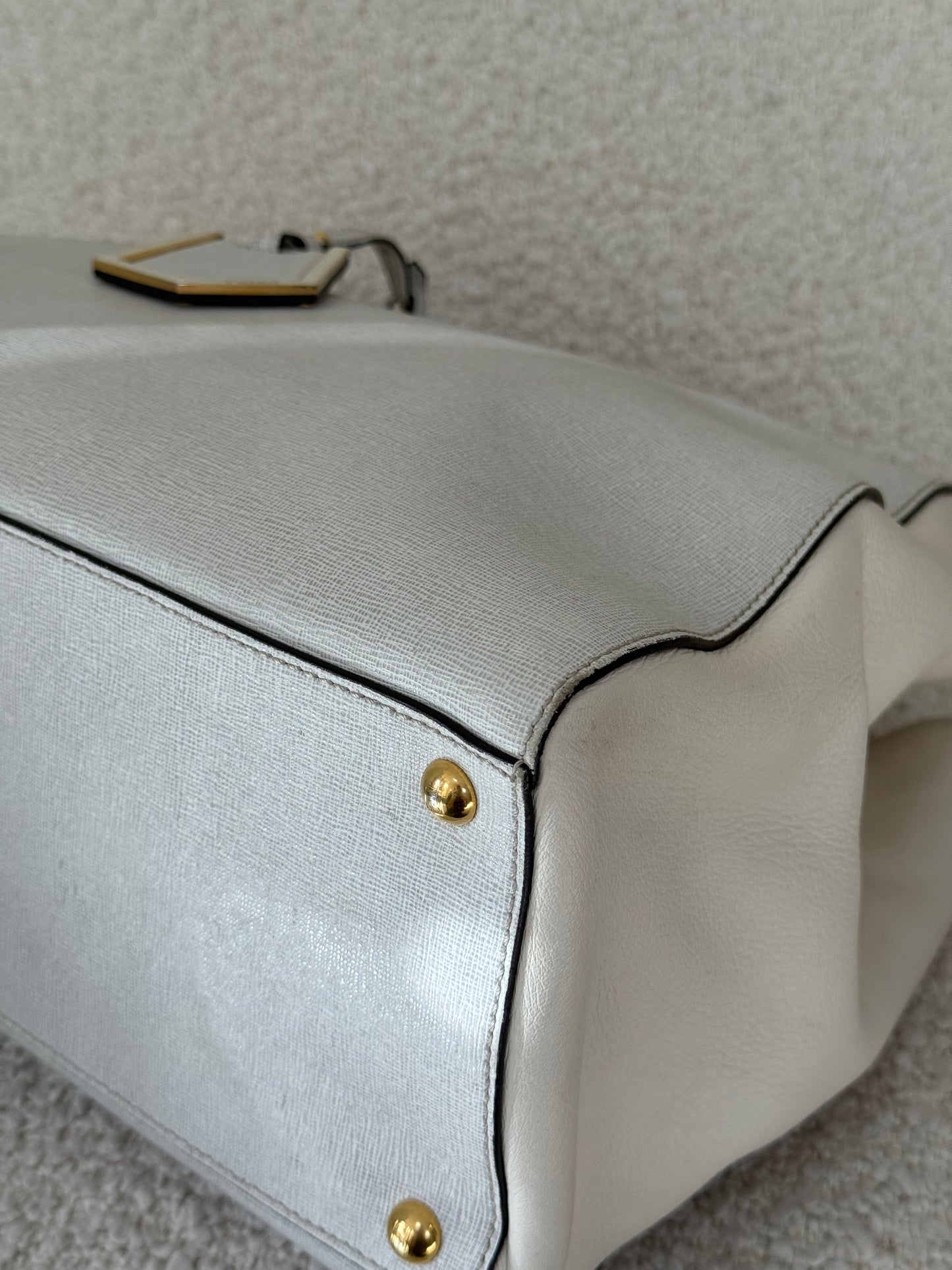 Fendi Grey/Beige Leather Medium 2Jours Tote Bag