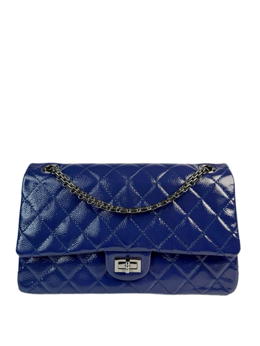 Chanel Blue 2.55 Reissue Quilted Patent Caviar Leather 226 Flap Bag