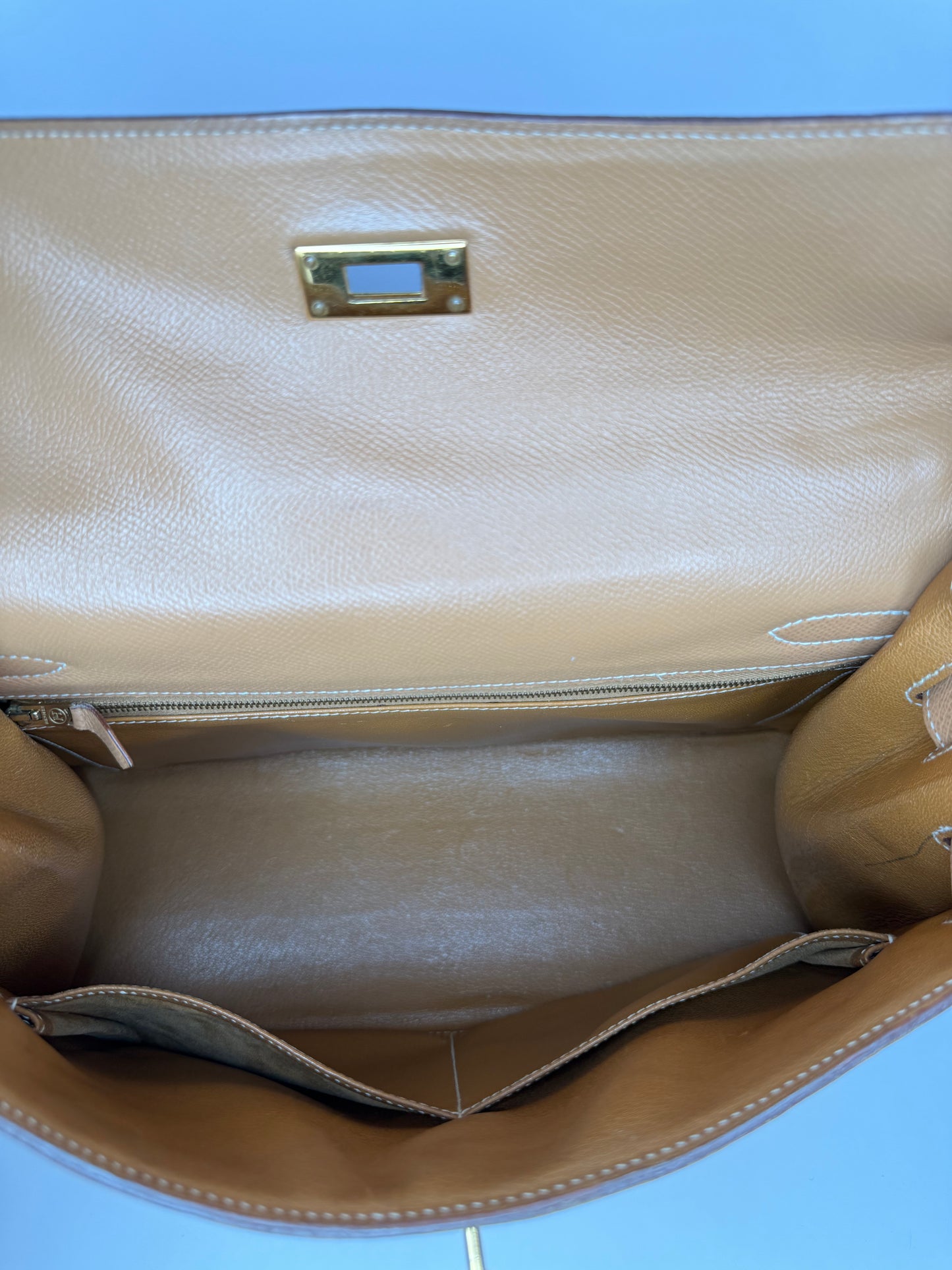 Hermès Vintage Kelly 32 Epsom Gold Leather GH