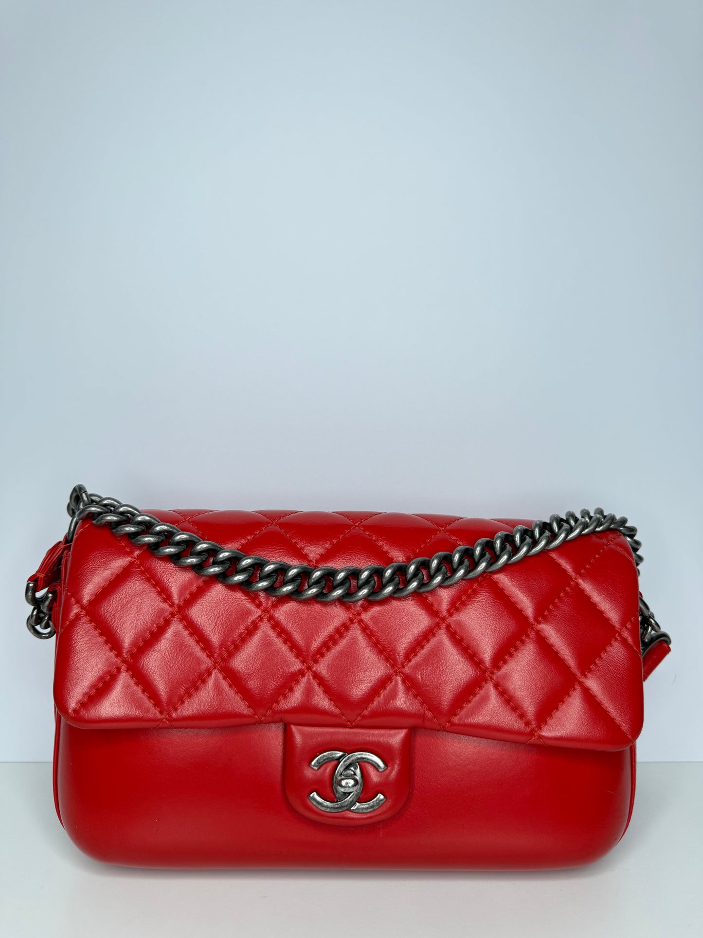 Chanel Red Calfskin Quilted Medium Rock My Shoulder Flap Bag