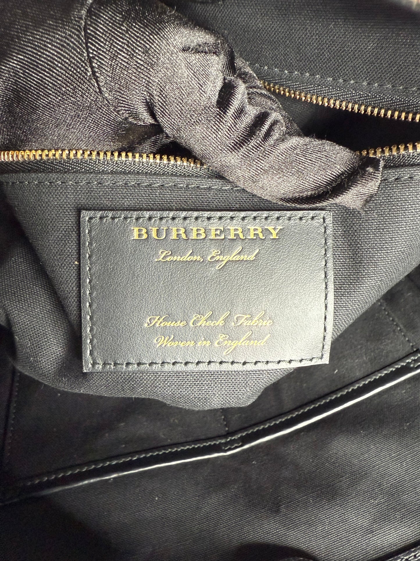 Burberry Black Leather and House Check Canvas Canterbury Tote Bag