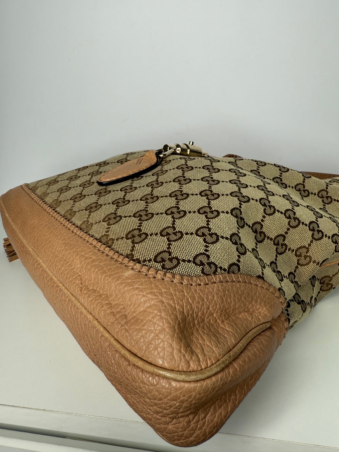 Gucci GG Canvas Large Jackie Shoulder Bag Brown