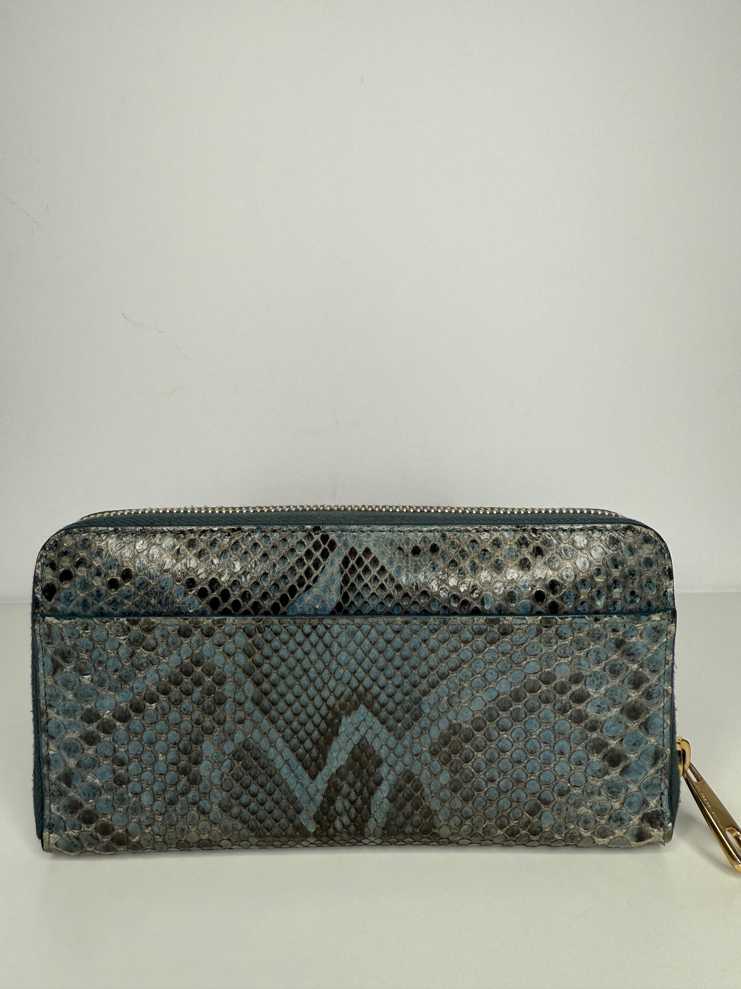 Dolce Gabbana Python Leather Zip Around Wallet