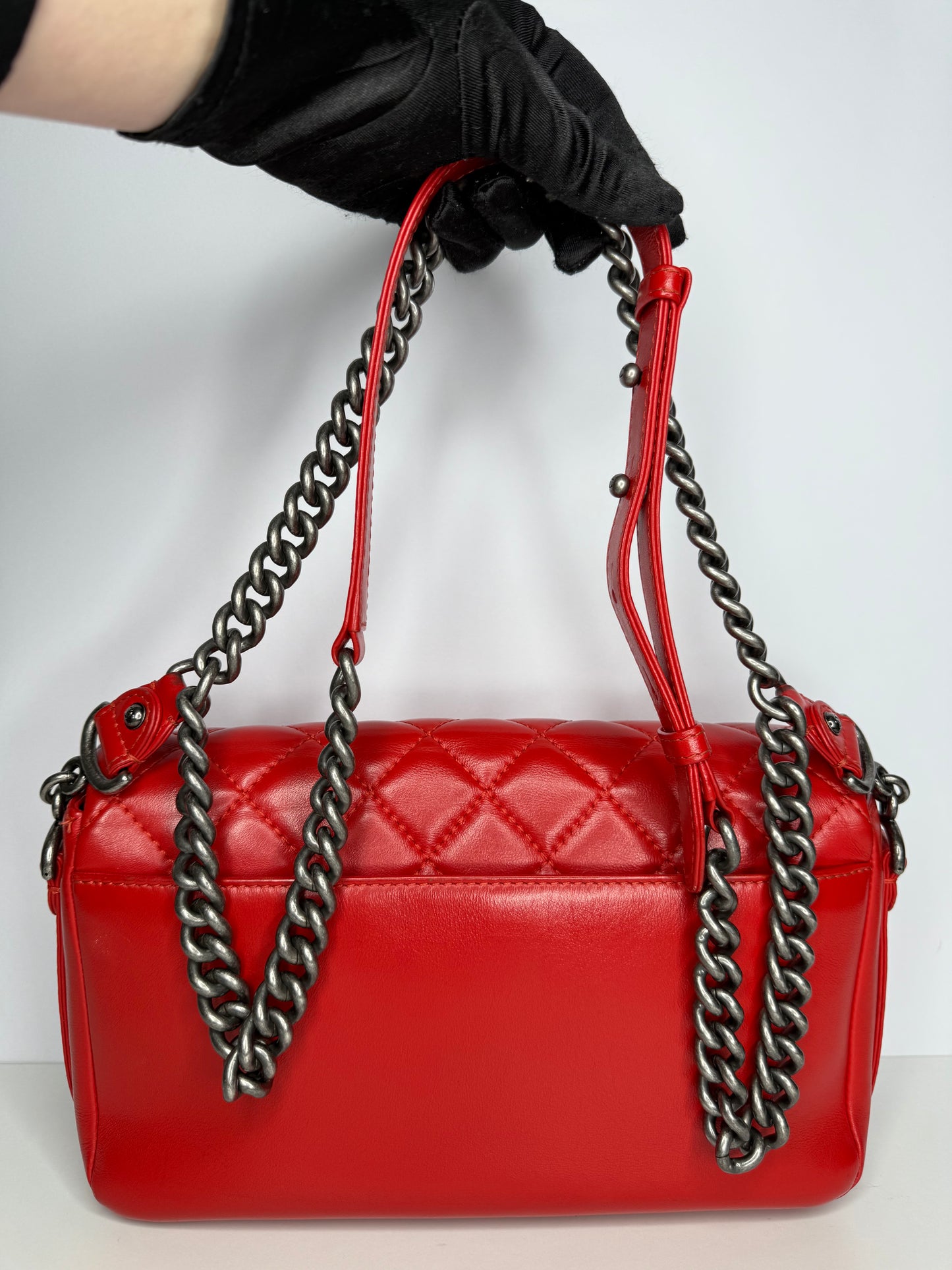 Chanel Red Calfskin Quilted Medium Rock My Shoulder Flap Bag