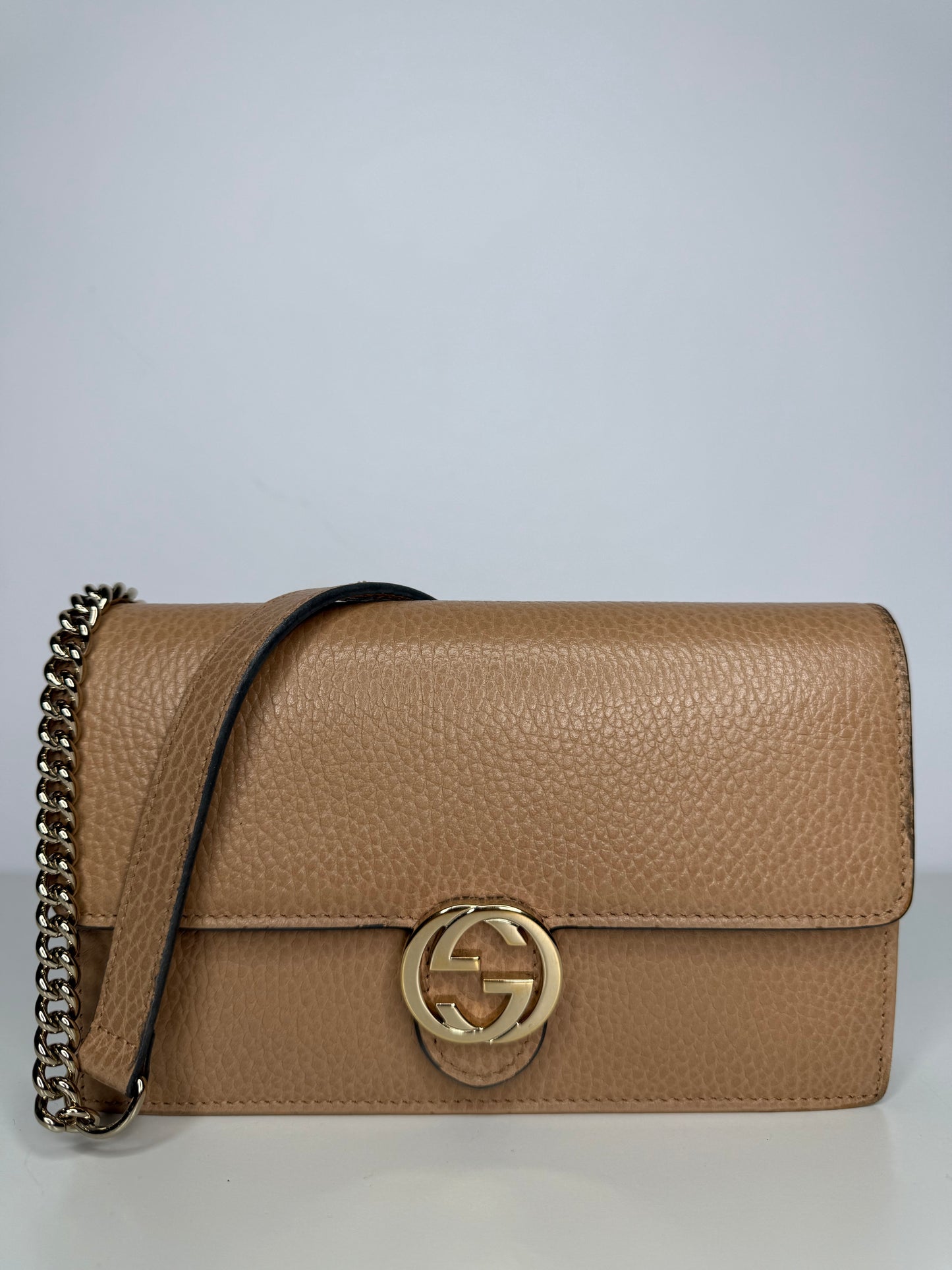 Gucci Dollar Calfskin Interlocking G Chain Wallet