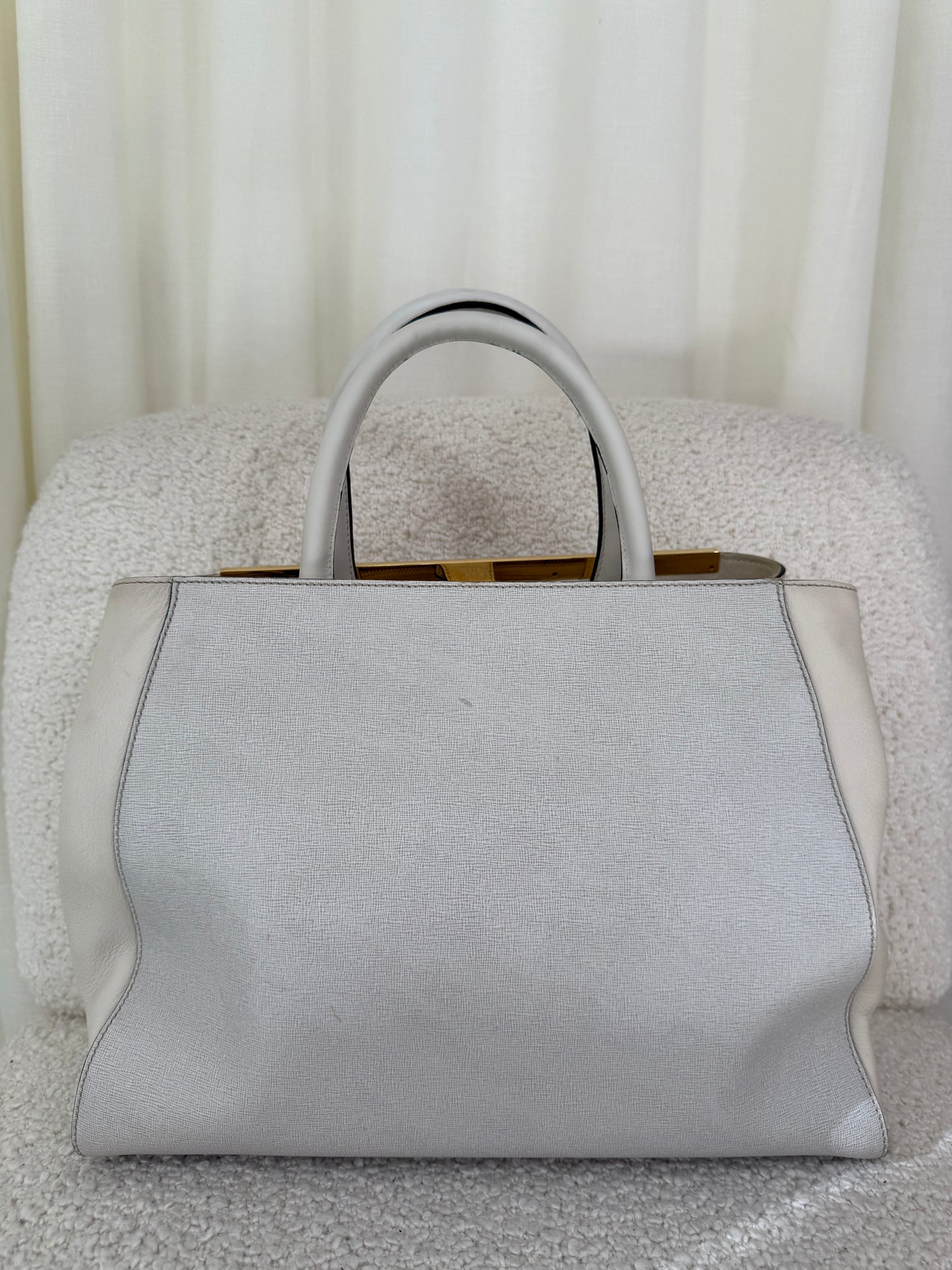Fendi Grey/Beige Leather Medium 2Jours Tote Bag