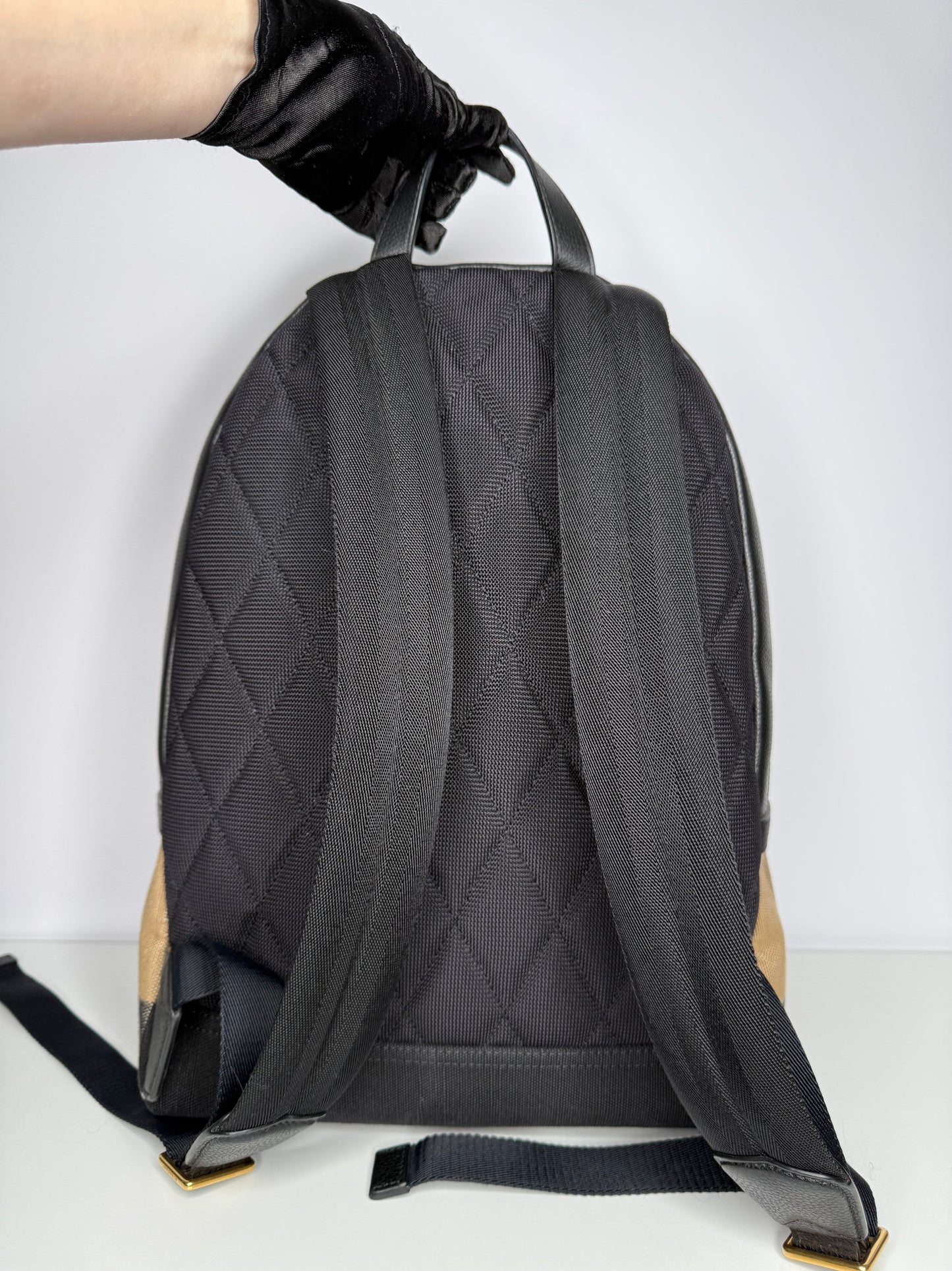 Burberry Abbeydale Backpack House Check Canvas and Leather