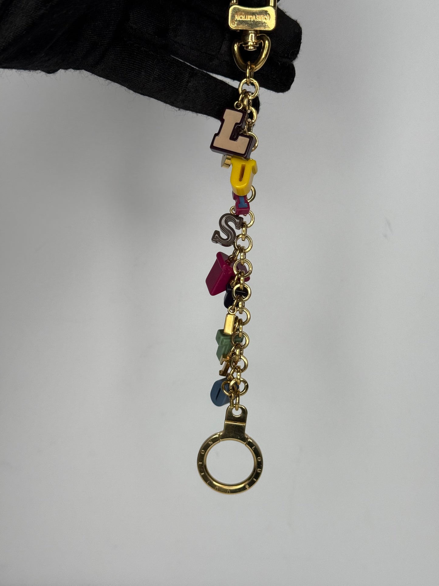 Louis Vuitton Multicolor Resin Playtime Letters Gold Tone Key Ring / Bag Charm