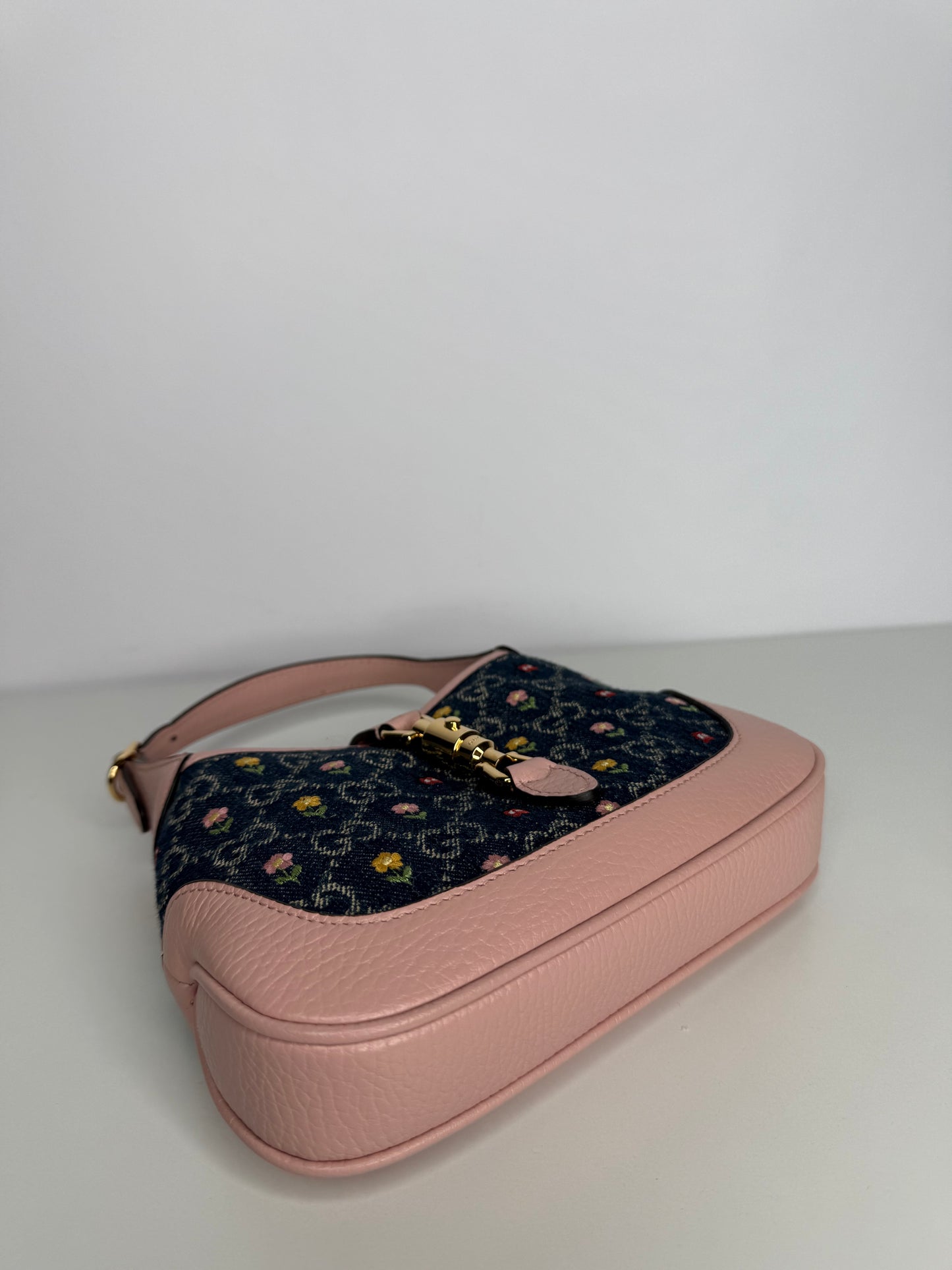 Gucci 520 Limited Edition Floral Denim Mini Jackie 1961