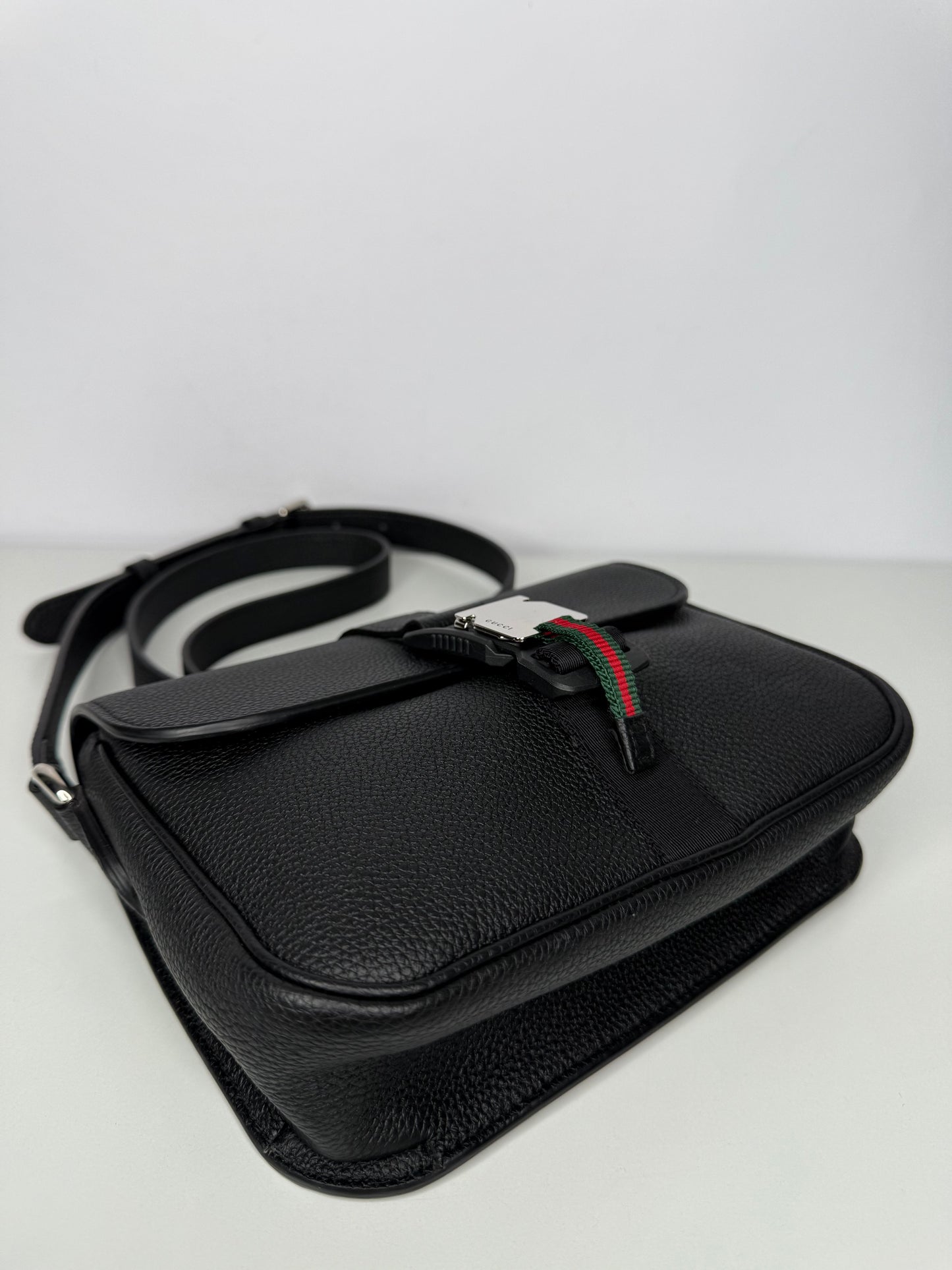 Gucci Black Soft Grainy Leather Super Mini Shoulder Bag