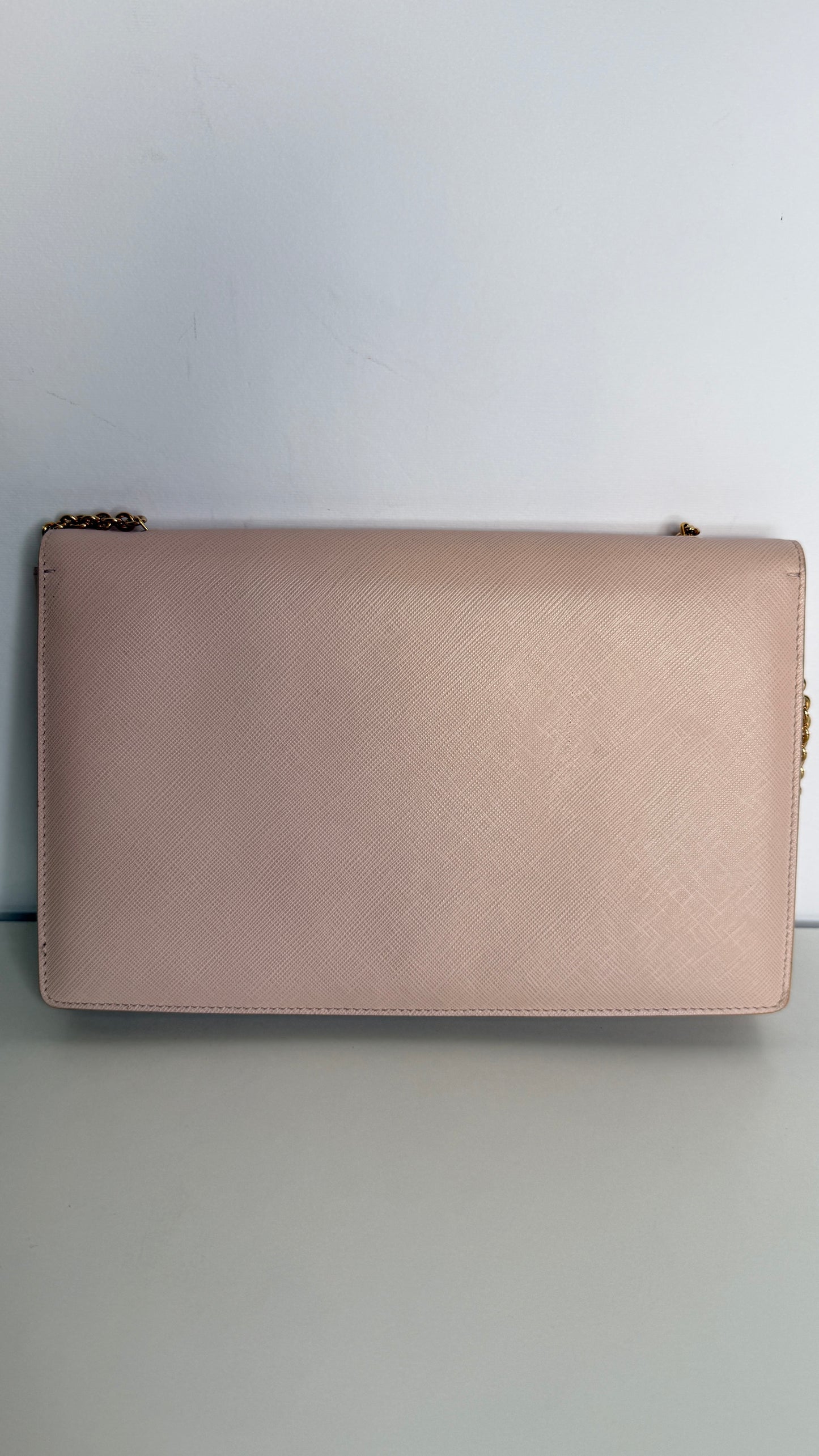 Salvatore Ferragamo Light Pink Leather Vara Bow Chain Shoulder Bag