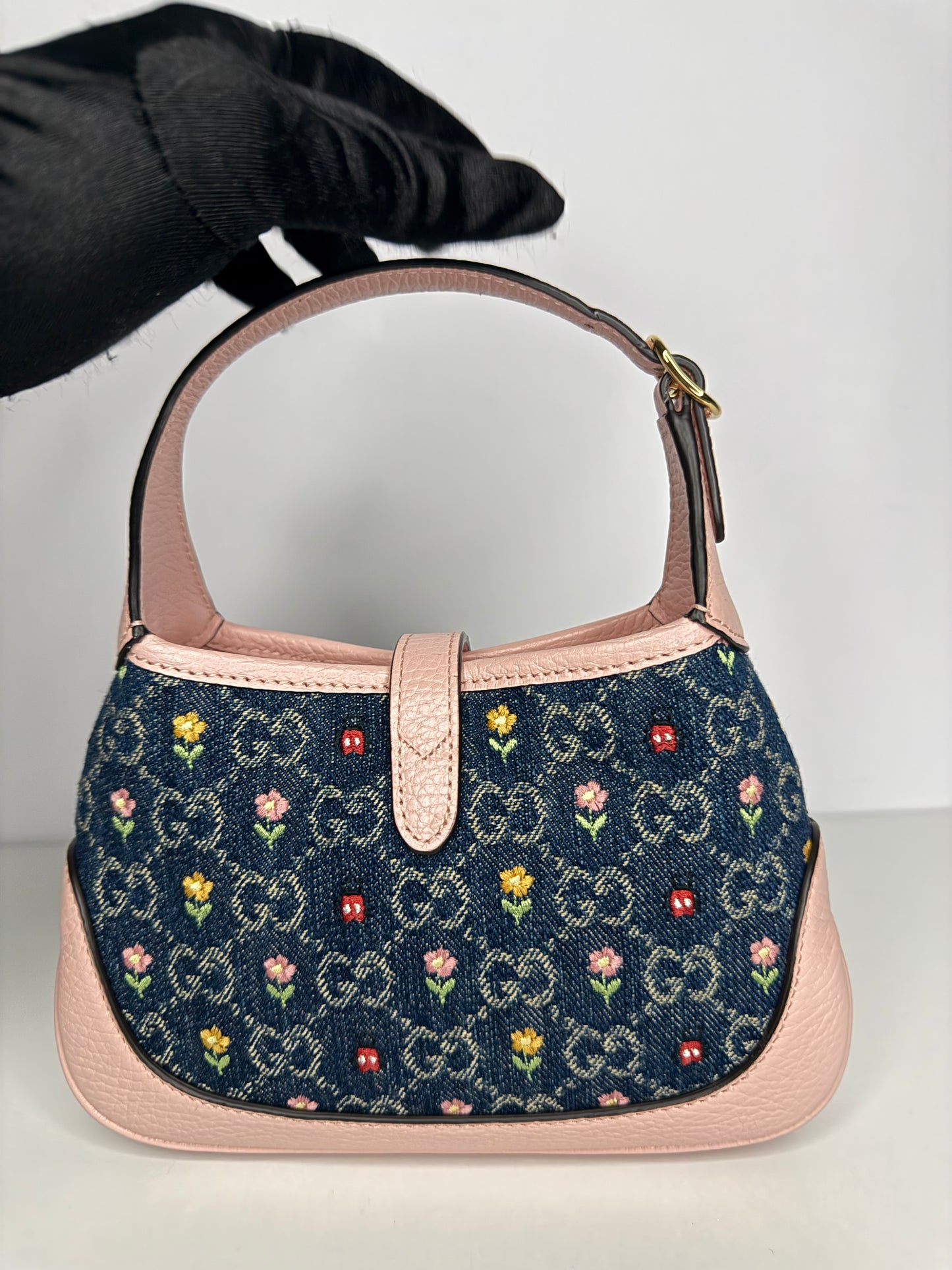 Gucci 520 Limited Edition Floral Denim Mini Jackie 1961