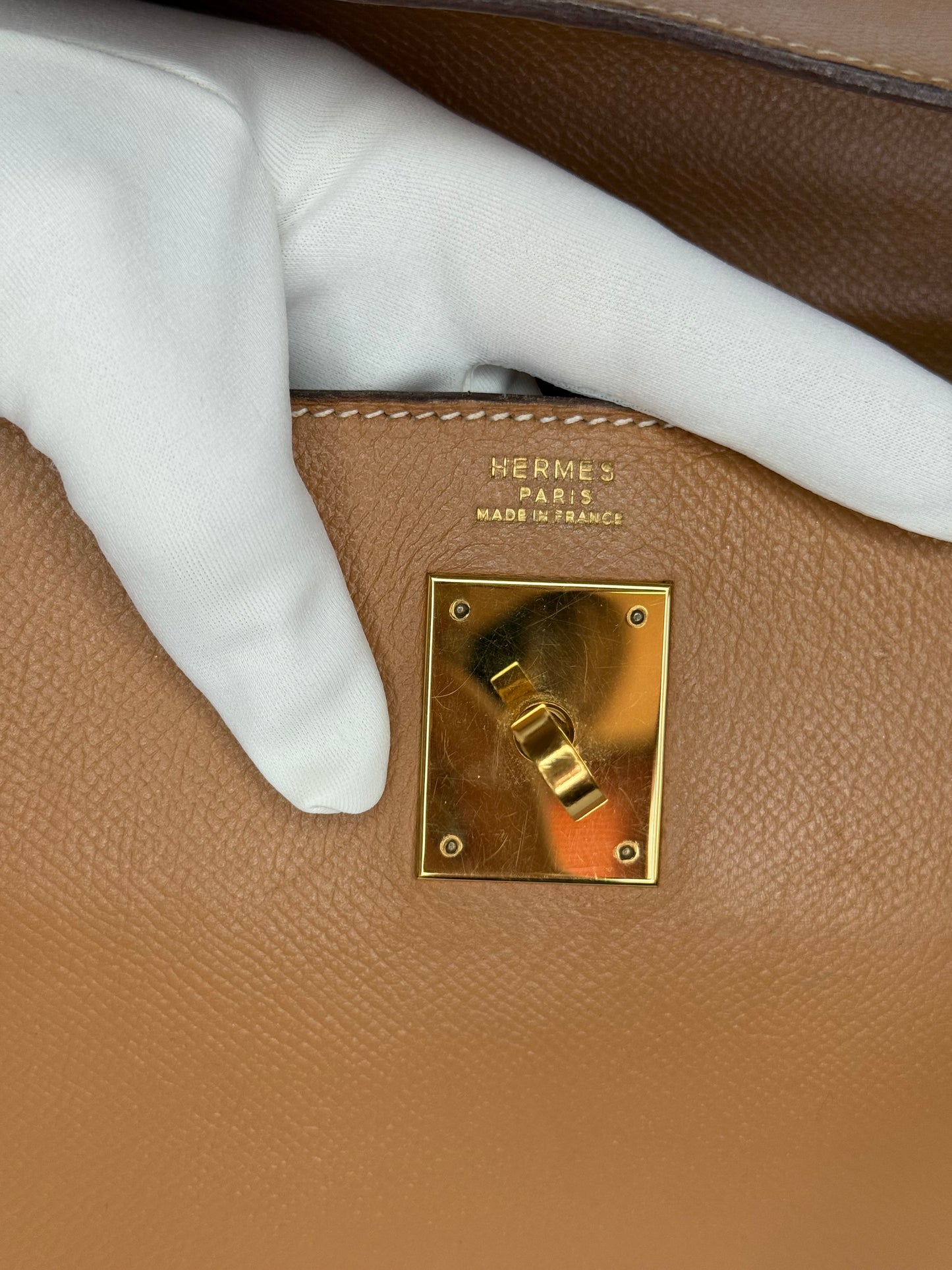 Hermès Vintage Kelly 32 Epsom Gold Leather GH