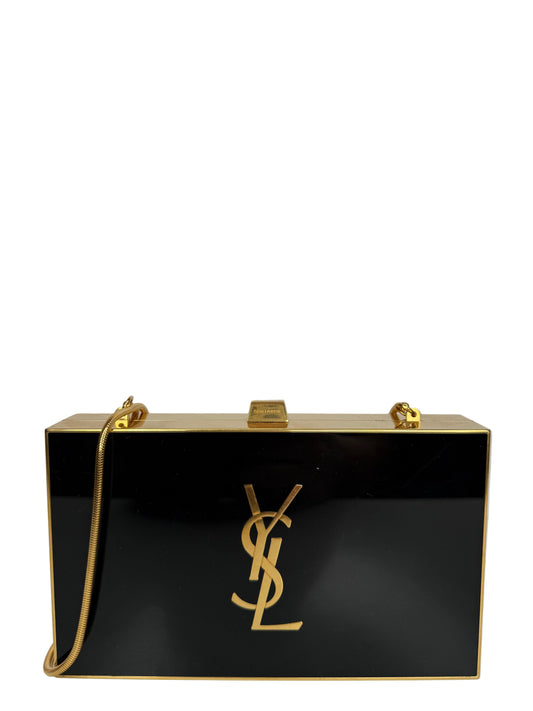 Yves Saint Laurent Plexiglass Minaudiere Tuxedo Box Clutch Black