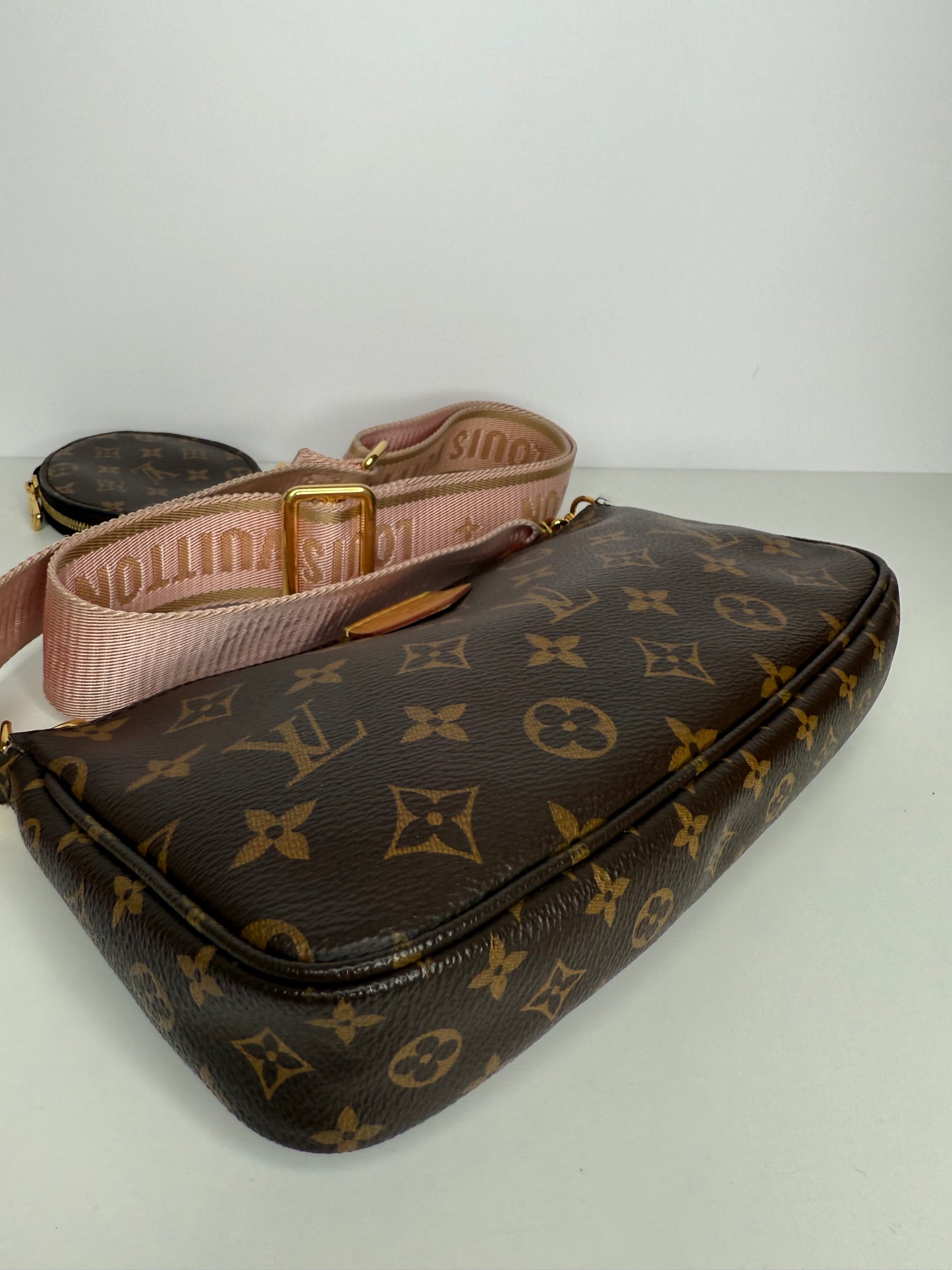 Louis Vuitton Multi Pochette Accessoires Rose Klair Strap Monogram Canvas