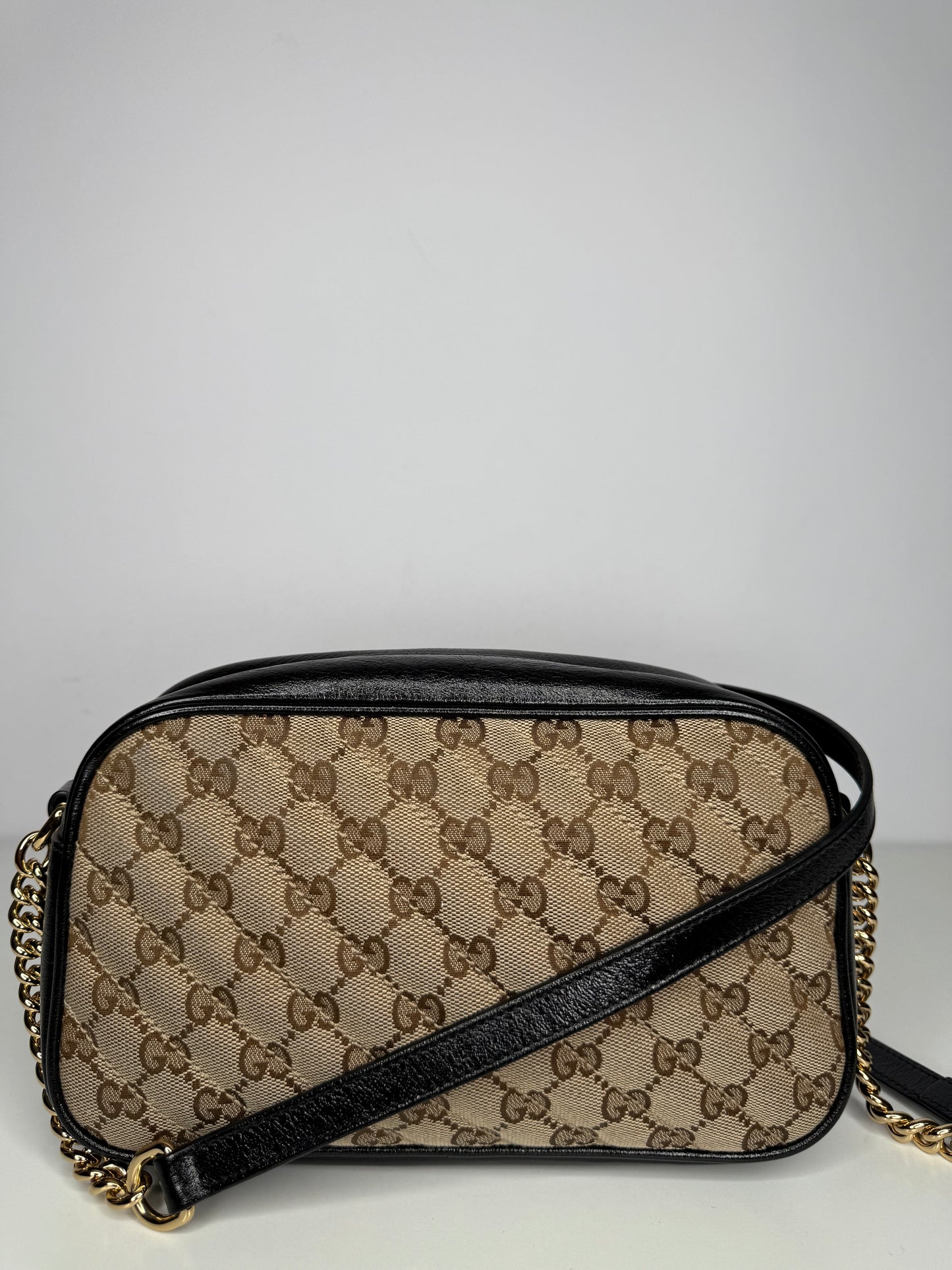 Gucci Beige/Black GG Matelasse Canvas and Leather GG Marmont Shoulder Bag