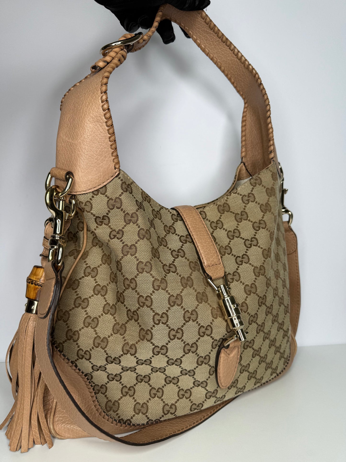 Gucci GG Canvas Large Jackie Shoulder Bag Brown