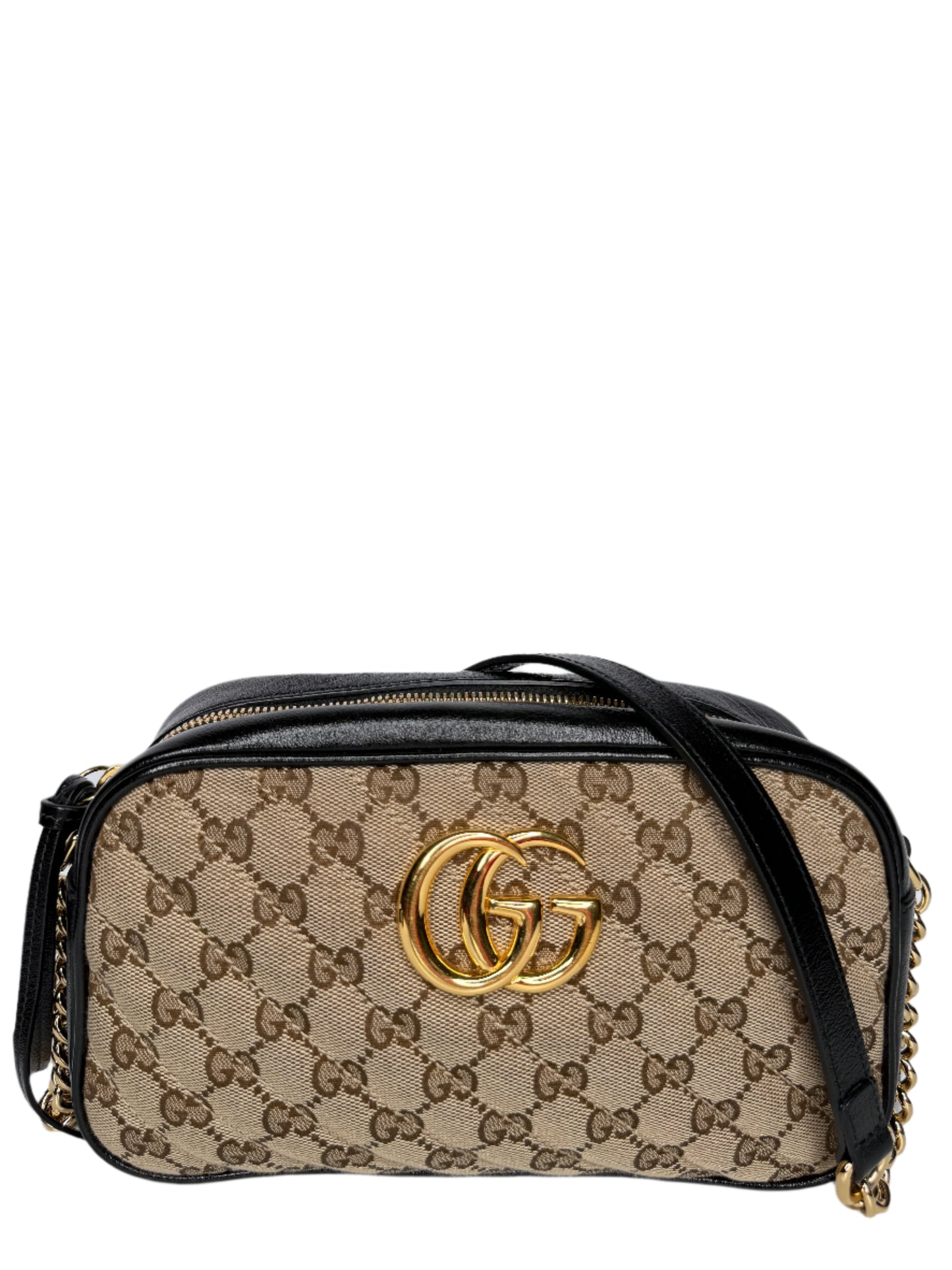 Gucci Beige/Black GG Matelasse Canvas and Leather GG Marmont Shoulder Bag