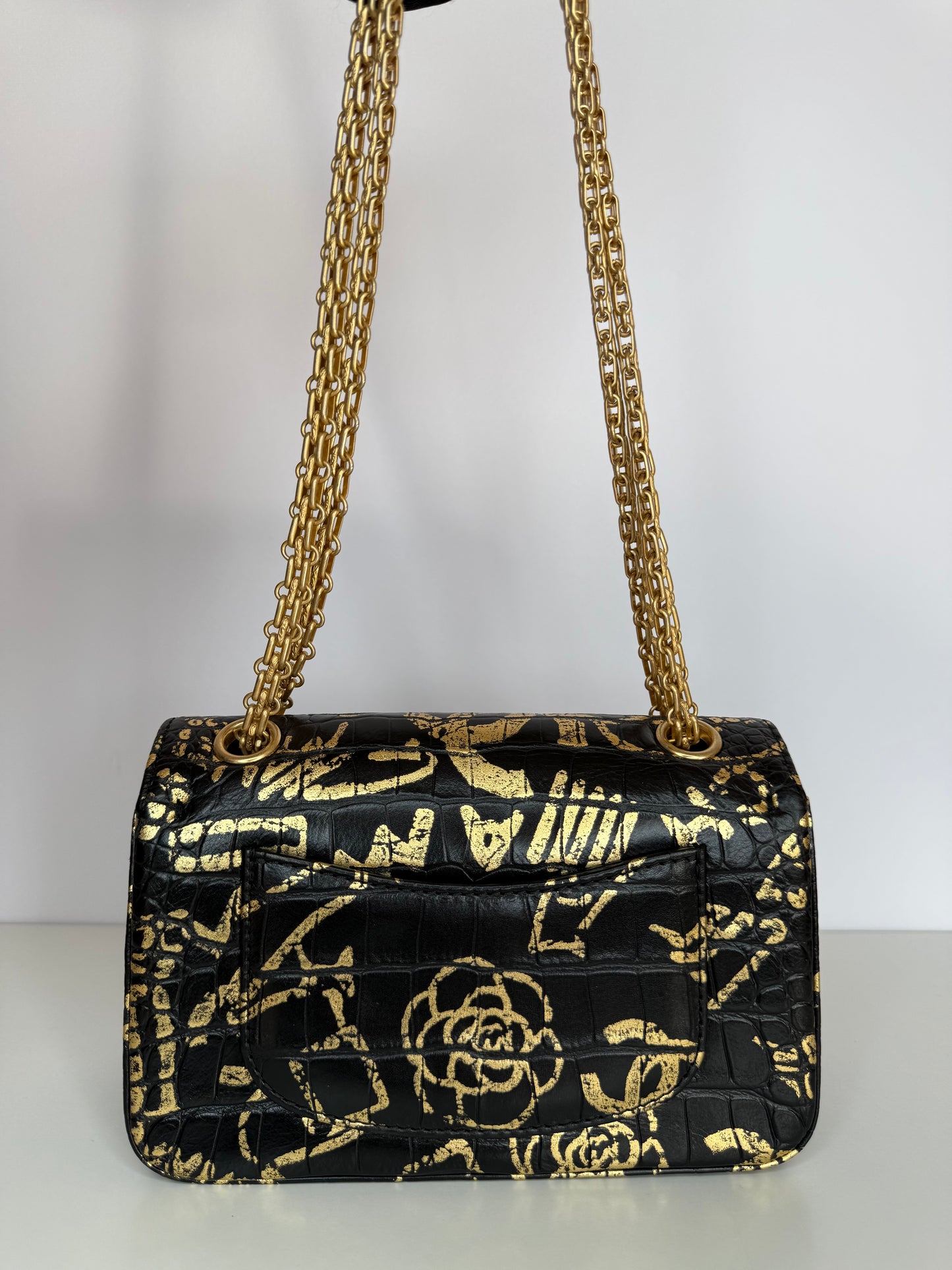 Chanel Reissue 2.55 Flap Bag Graffiti Crocodile Embossed Calfskin Mini