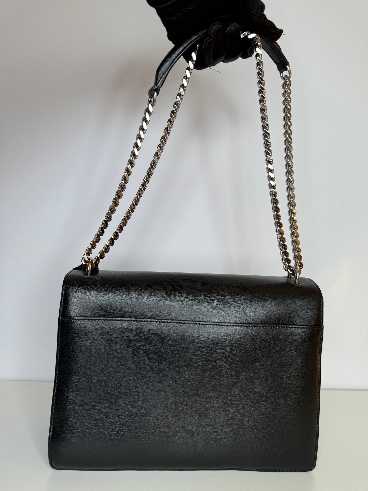 Saint Laurent Black Leather Medium Sunset Crossbody Bag