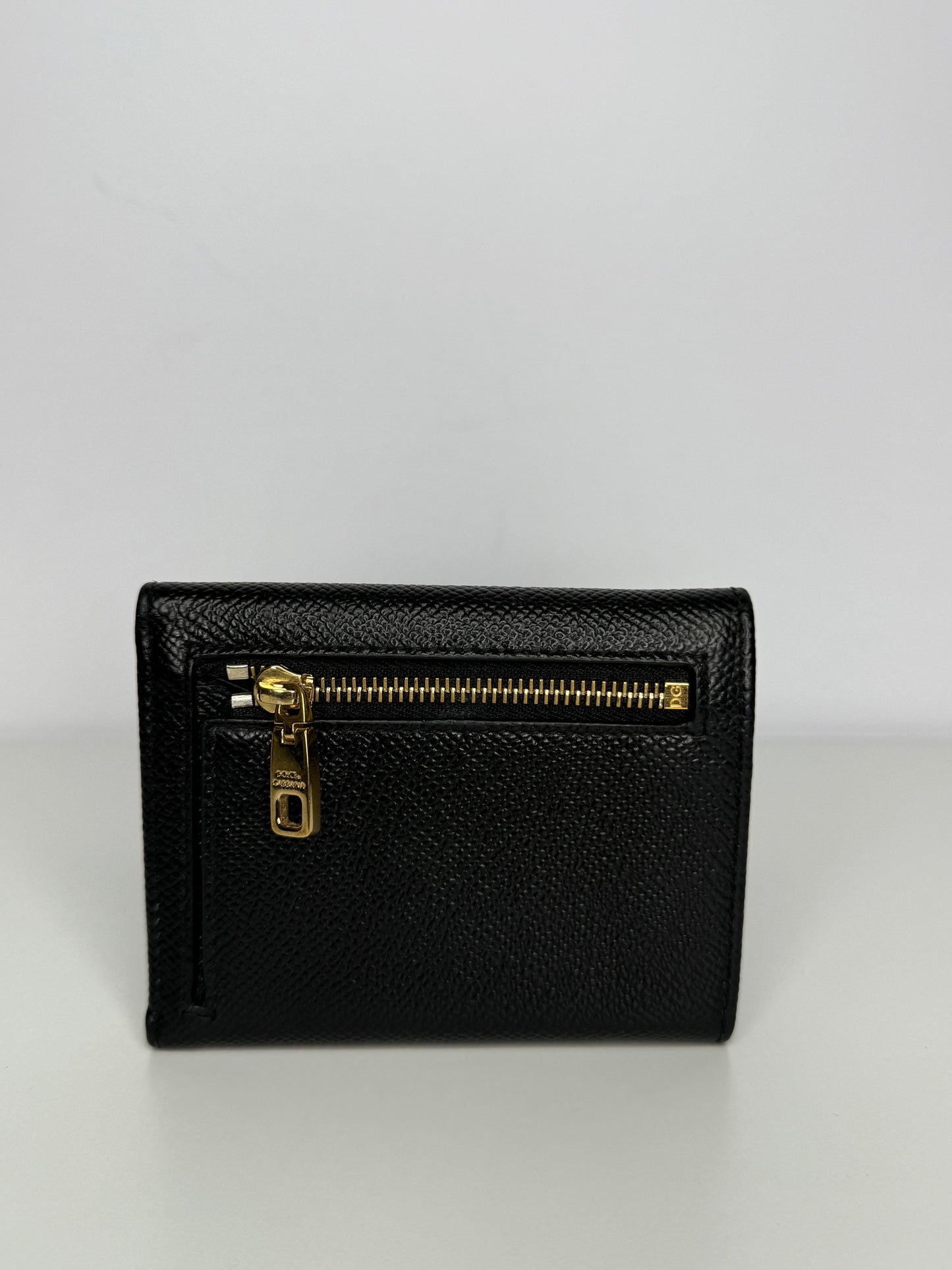 Dolce Gabbana Black Leather Trifold Wallet