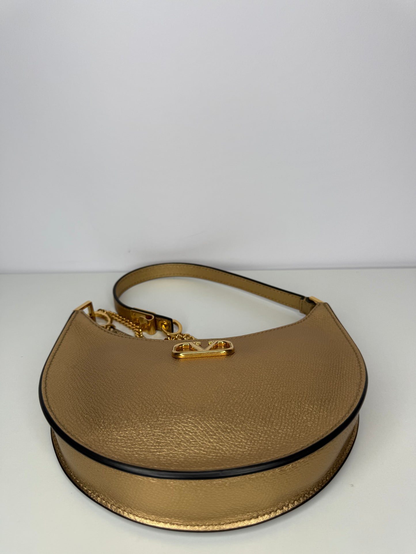 Valentino Garavani Vlogo Signature Mini Hobo Bag In Laminated Grainy Calfskin