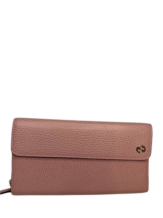 Gucci Pink Leather Interlocking G Continental Wallet