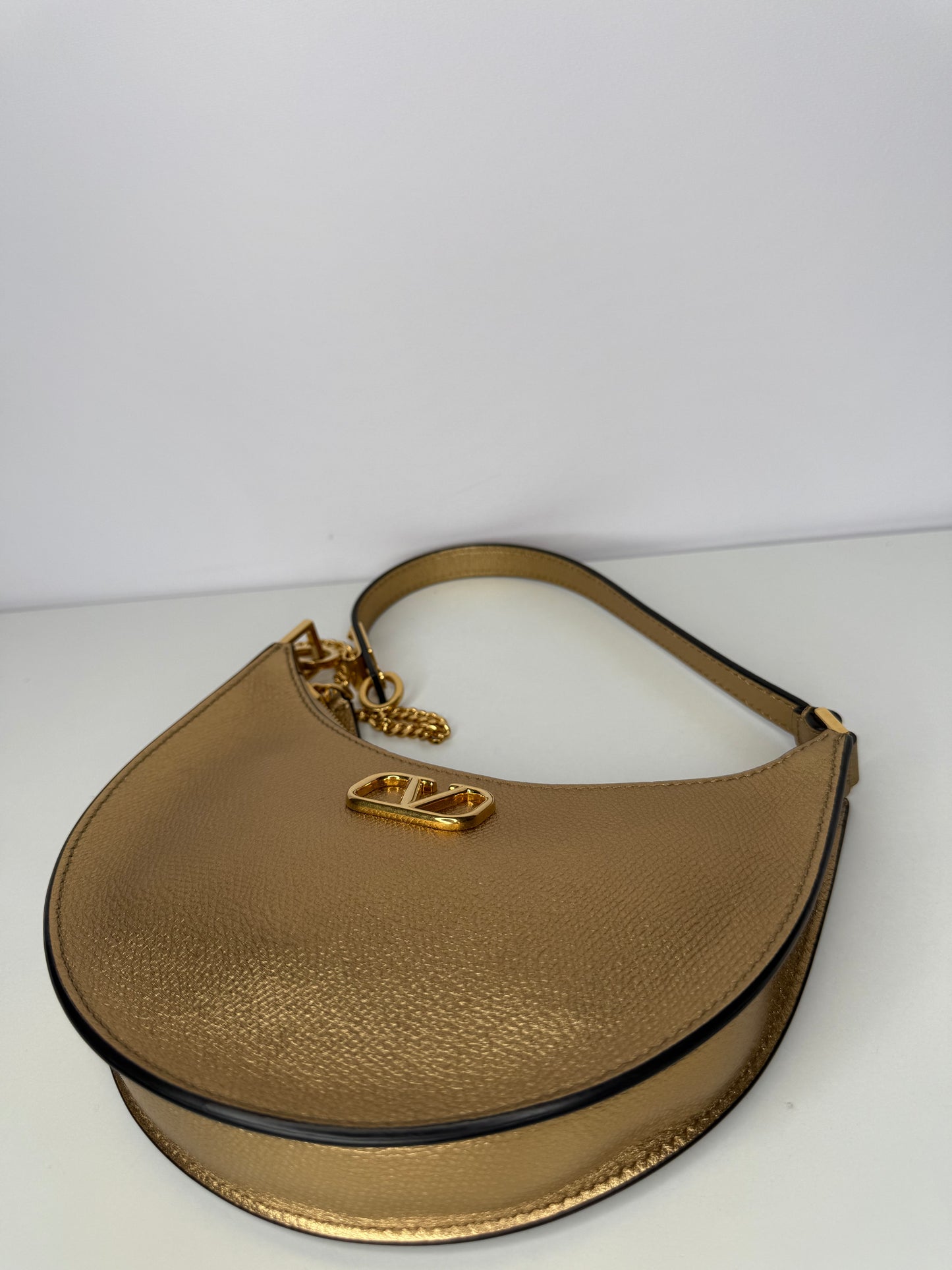 Valentino Garavani Vlogo Signature Mini Hobo Bag In Laminated Grainy Calfskin