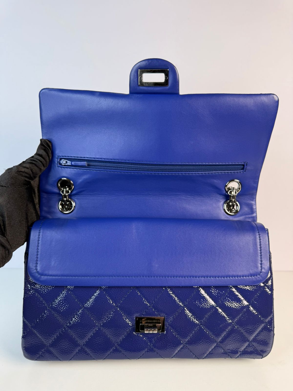 Chanel Blue 2.55 Reissue Quilted Patent Caviar Leather 226 Flap Bag