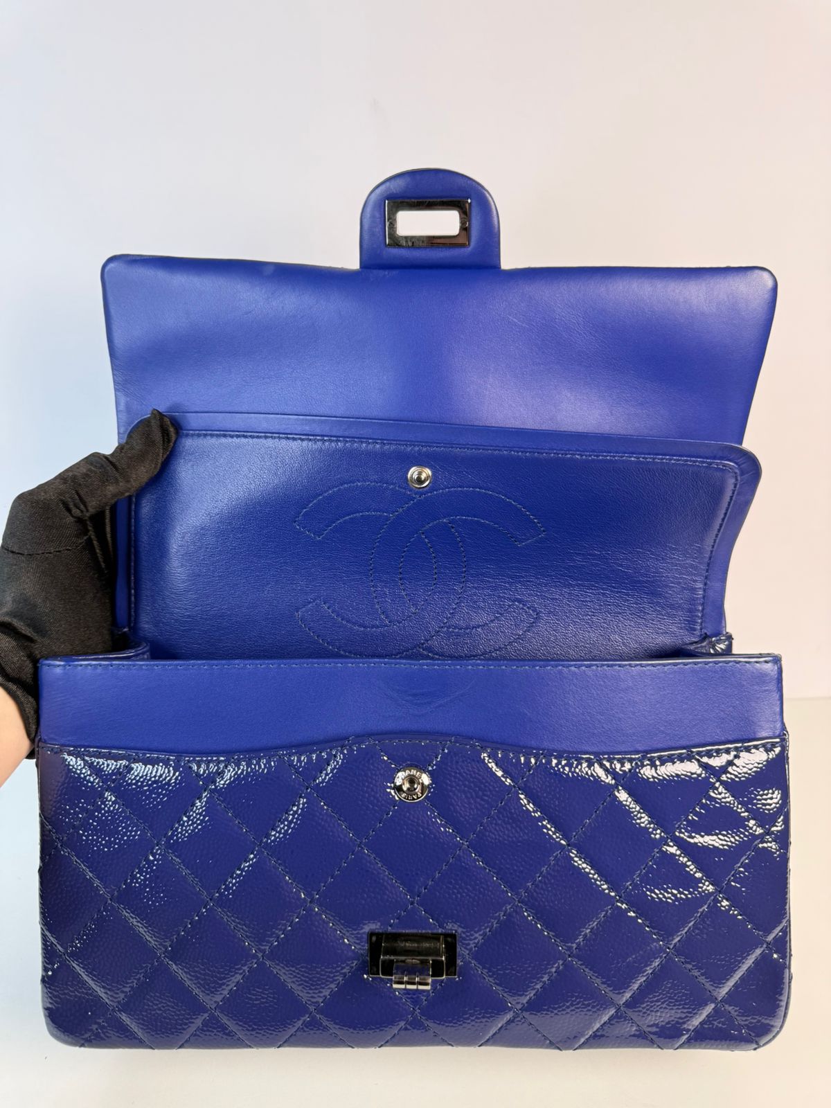 Chanel Blue 2.55 Reissue Quilted Patent Caviar Leather 226 Flap Bag