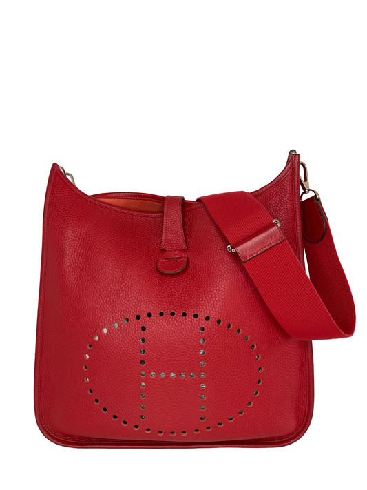 Hermès Evelyne III GM in Red Clemence Leather