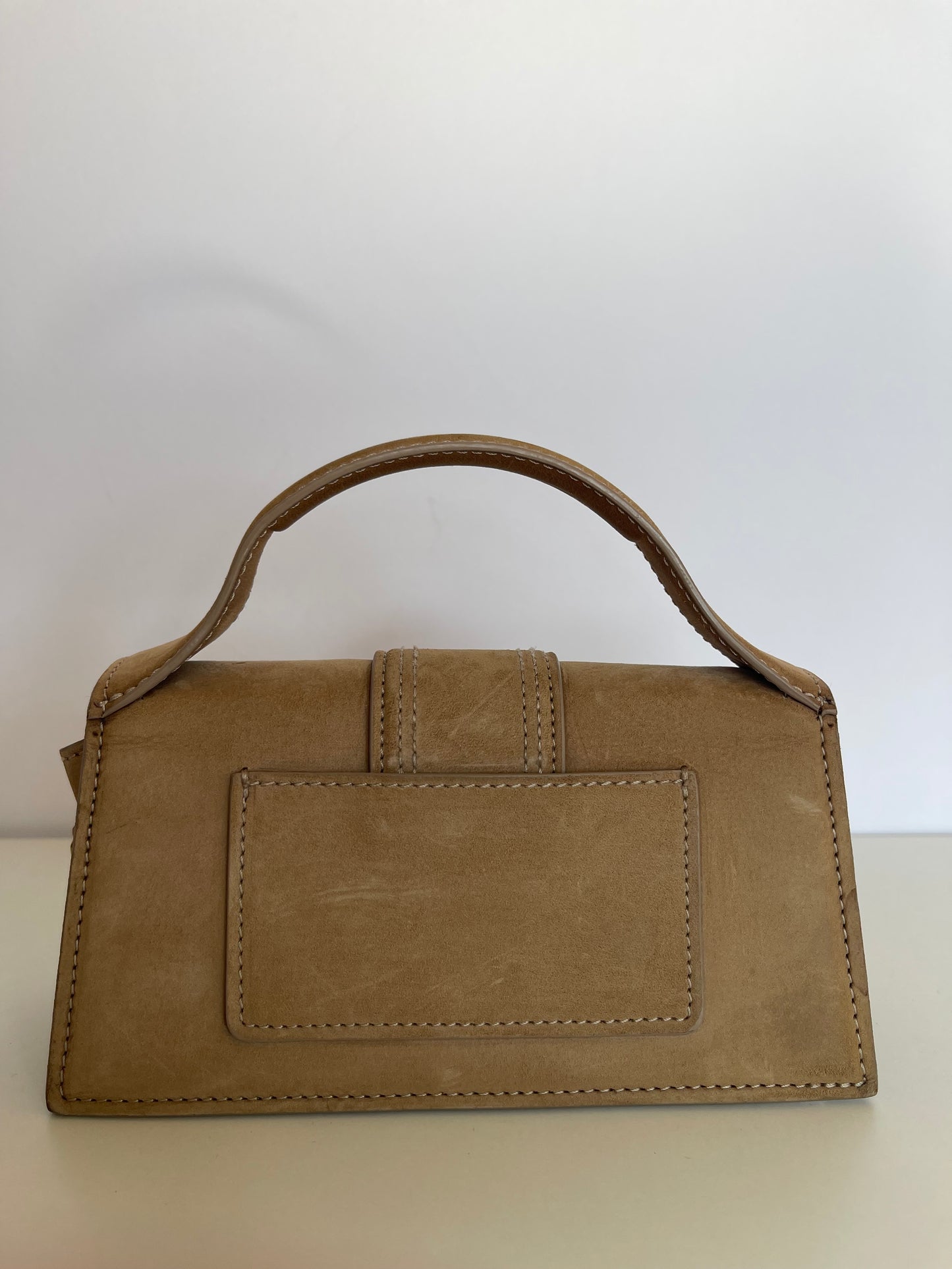 Jacquemus Dark Beige Nubuck Leather Le Bambino Mini Flap Bag