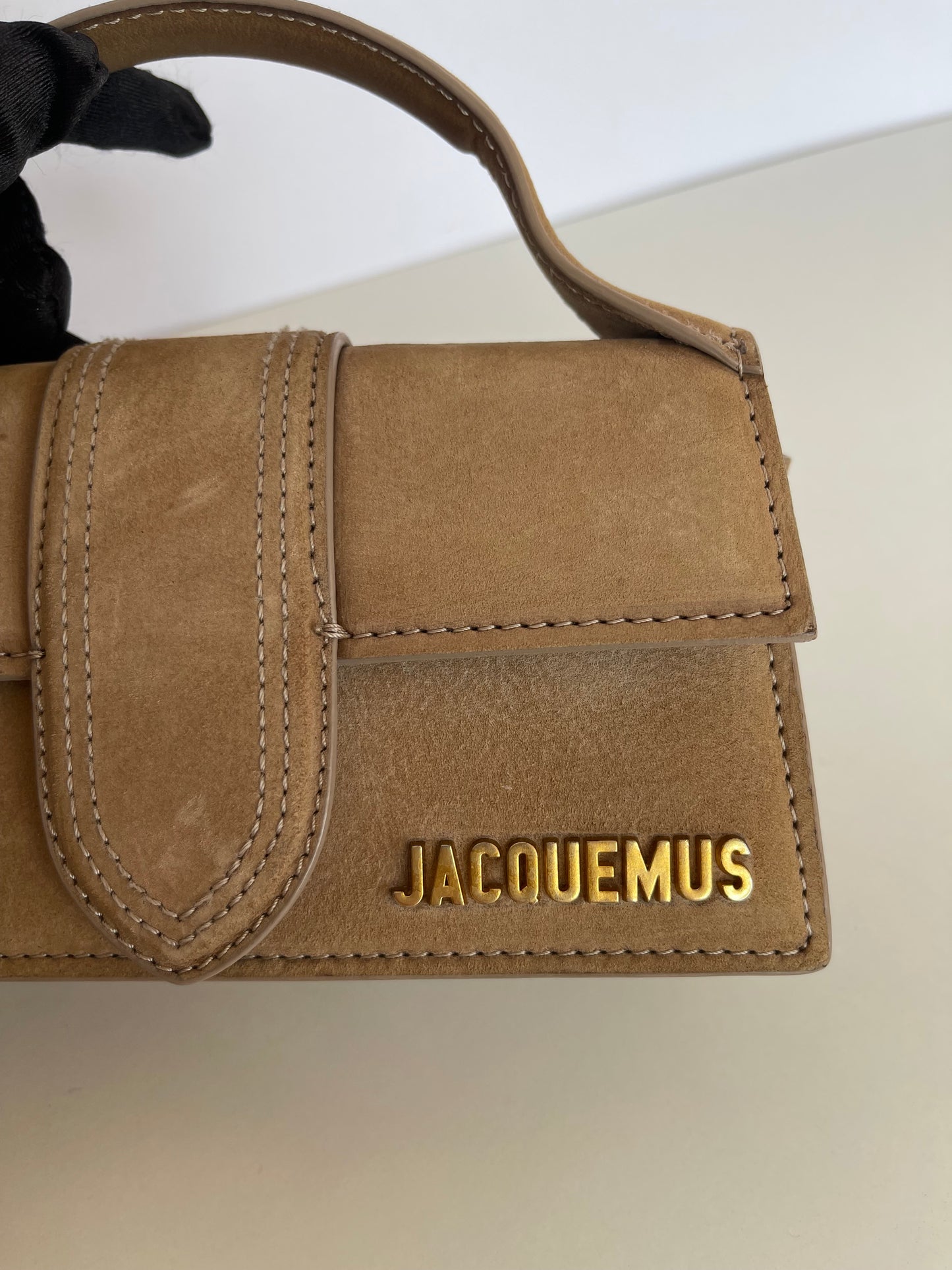 Jacquemus Dark Beige Nubuck Leather Le Bambino Mini Flap Bag