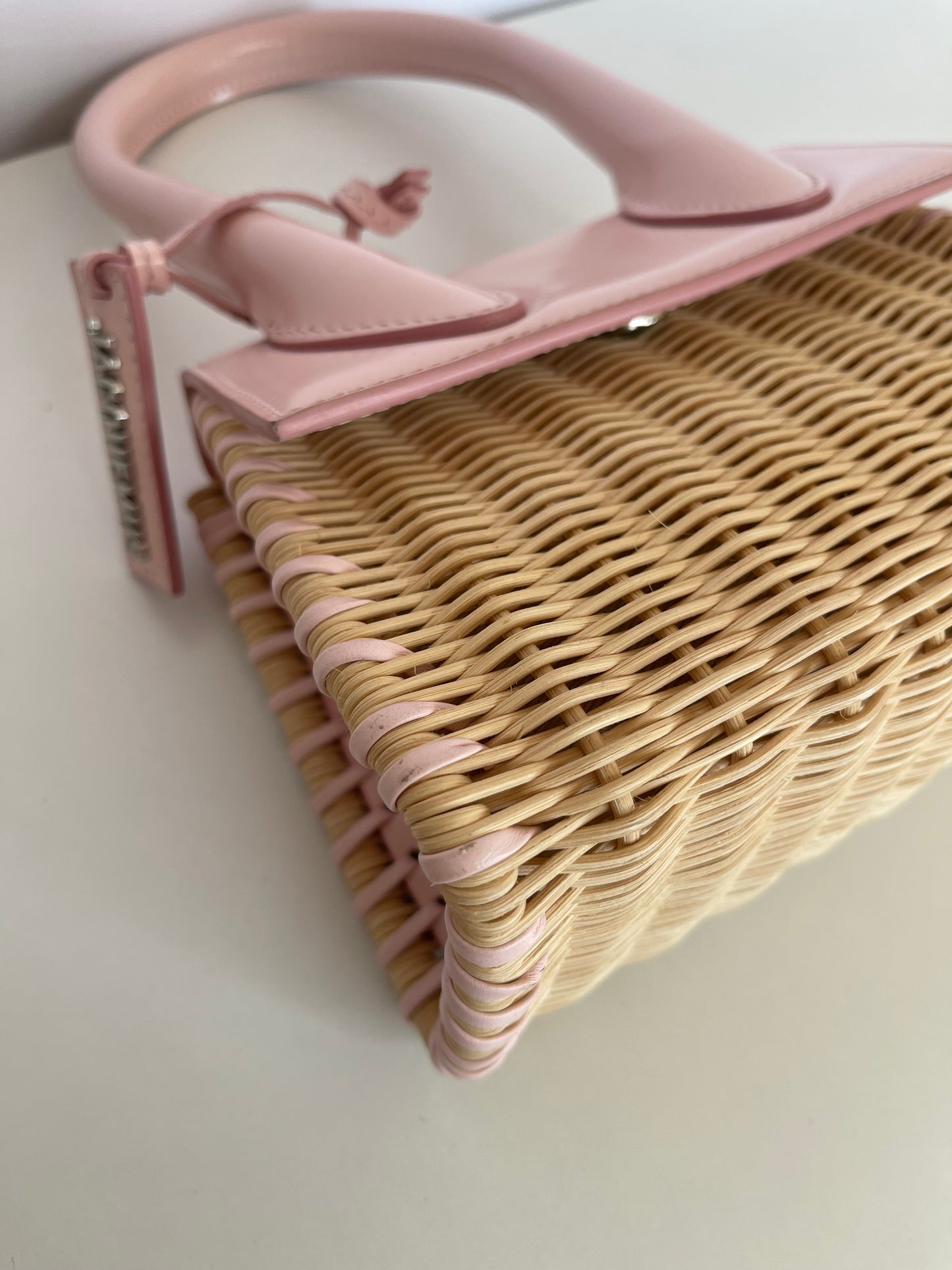 Jacquemus Le Chiquito Osier Bag Raffia And Pink Leather