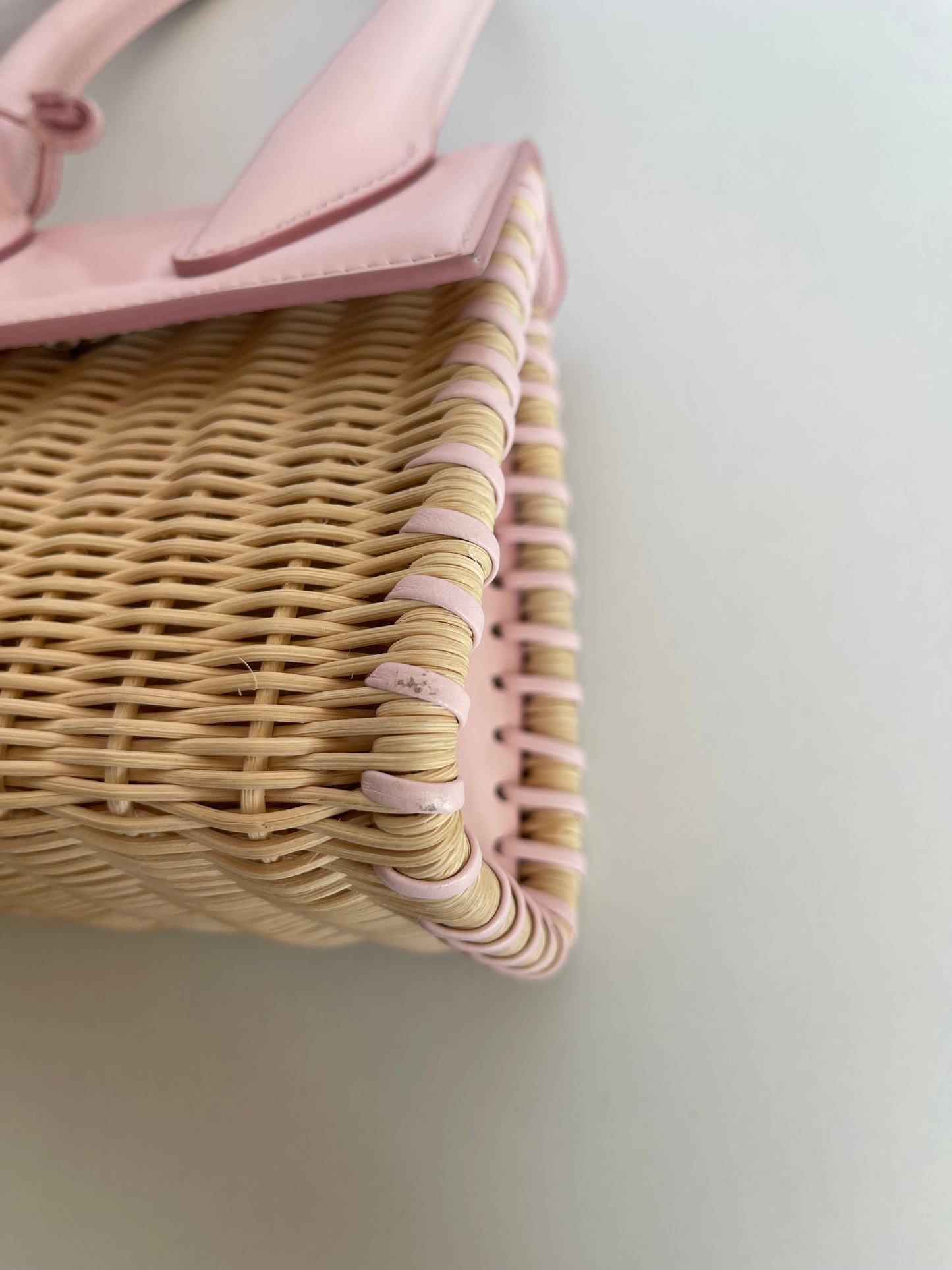 Jacquemus Le Chiquito Osier Bag Raffia And Pink Leather