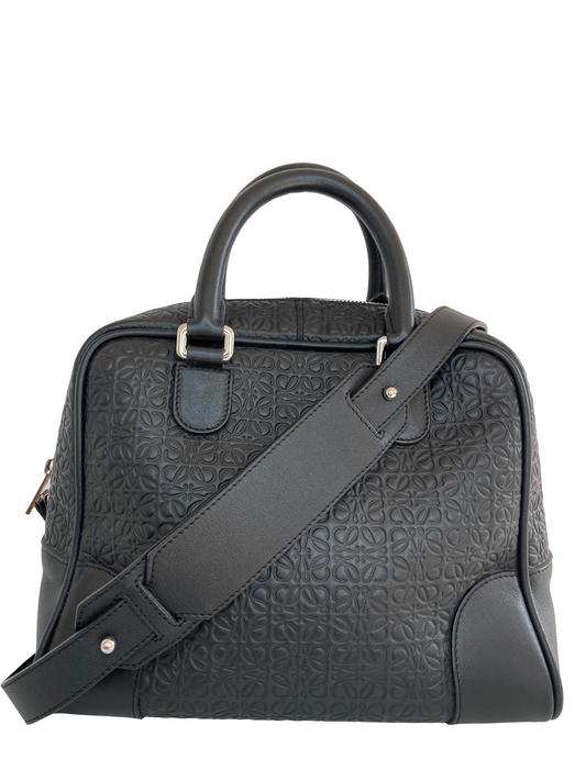 Loewe Black Anagram Embossed Leather Satchel