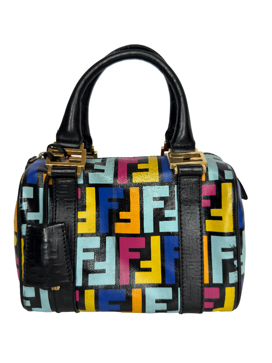 Fendi Multicolor Zucca Coated Canvas Bauletto Boston Bag