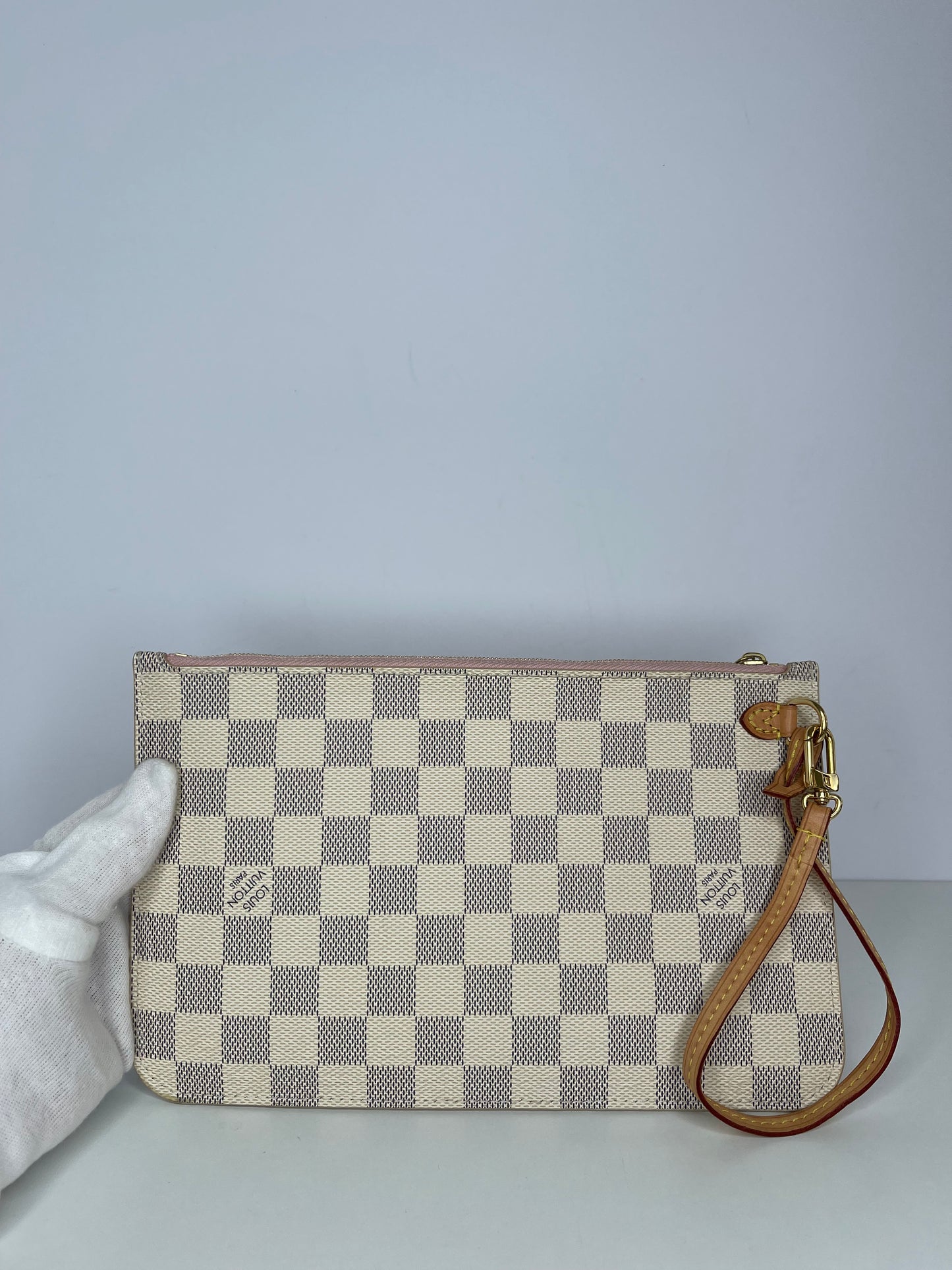 Louis Vuitton Neverfull Damier Azur Pochette Rose Ballerine