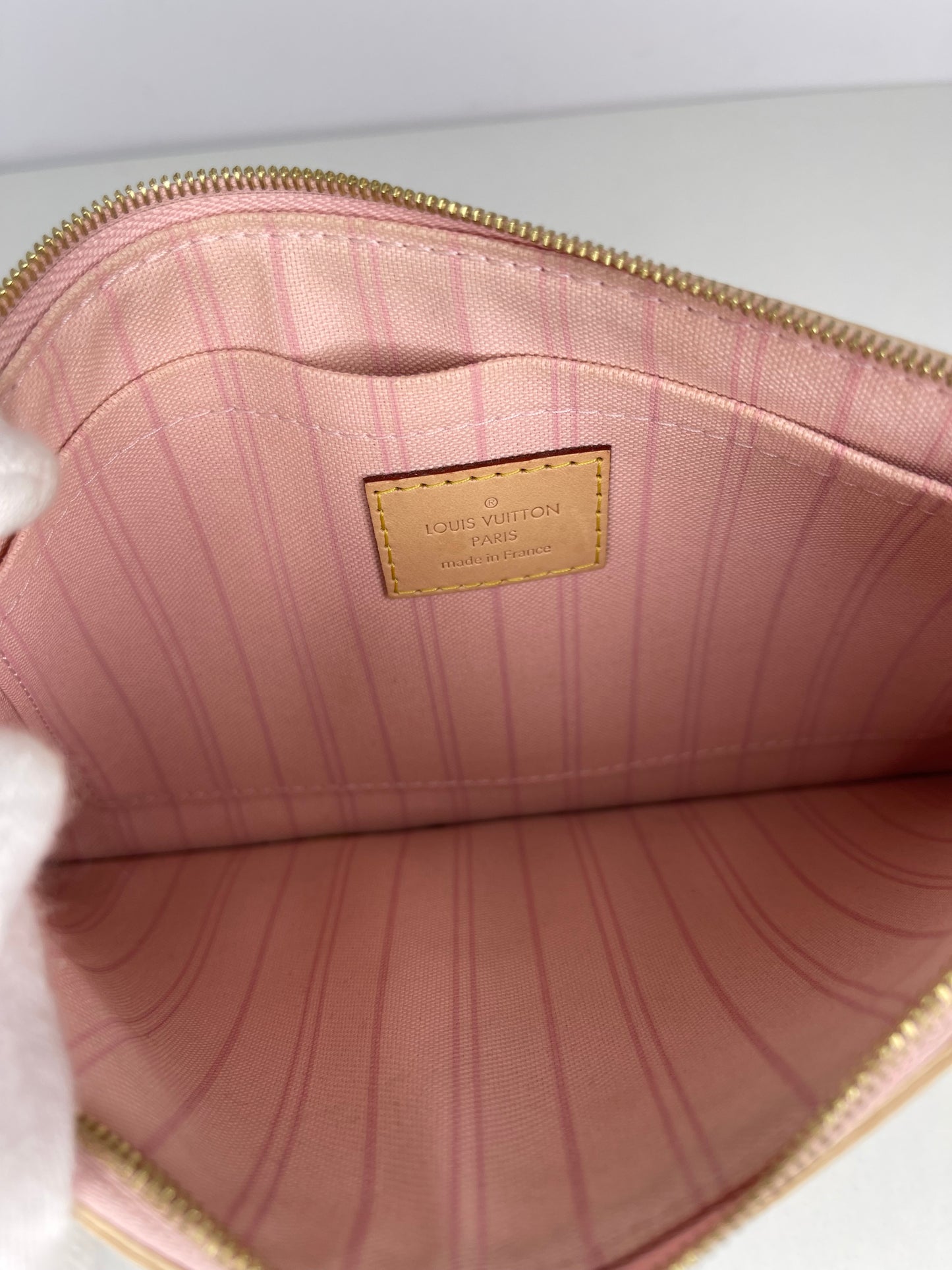 Louis Vuitton Neverfull Damier Azur Pochette Rose Ballerine