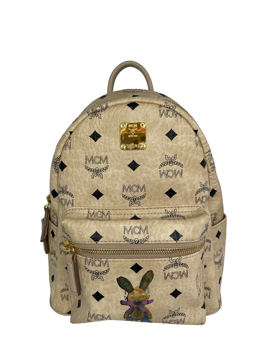 MCM Mini Stark Classic Rabbit Backpack in Visetos Coated Canvas