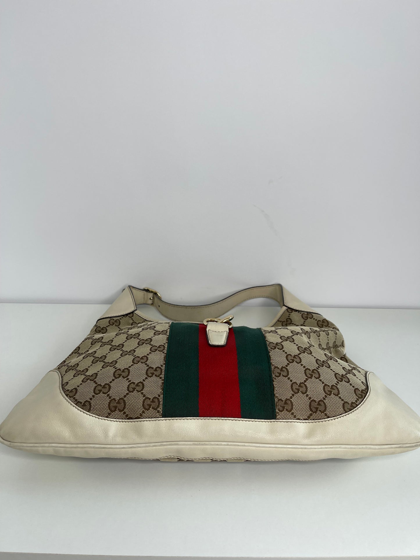 Gucci Beige GG Canvas and Leather Web Jackie O Bouvier Hobo